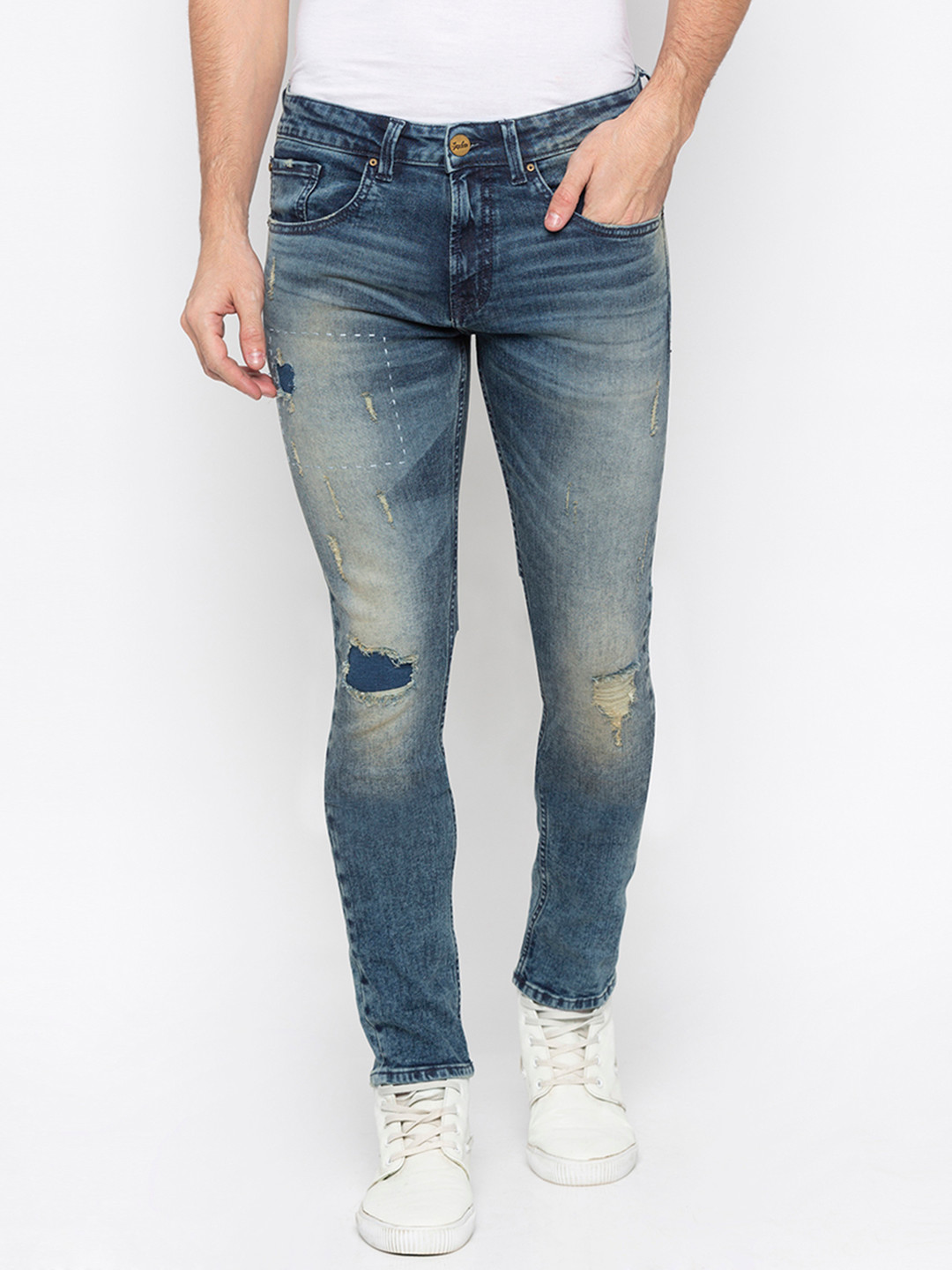 

SPYKAR Men Blue Skinny Fit Low-Rise Low Distress Jeans