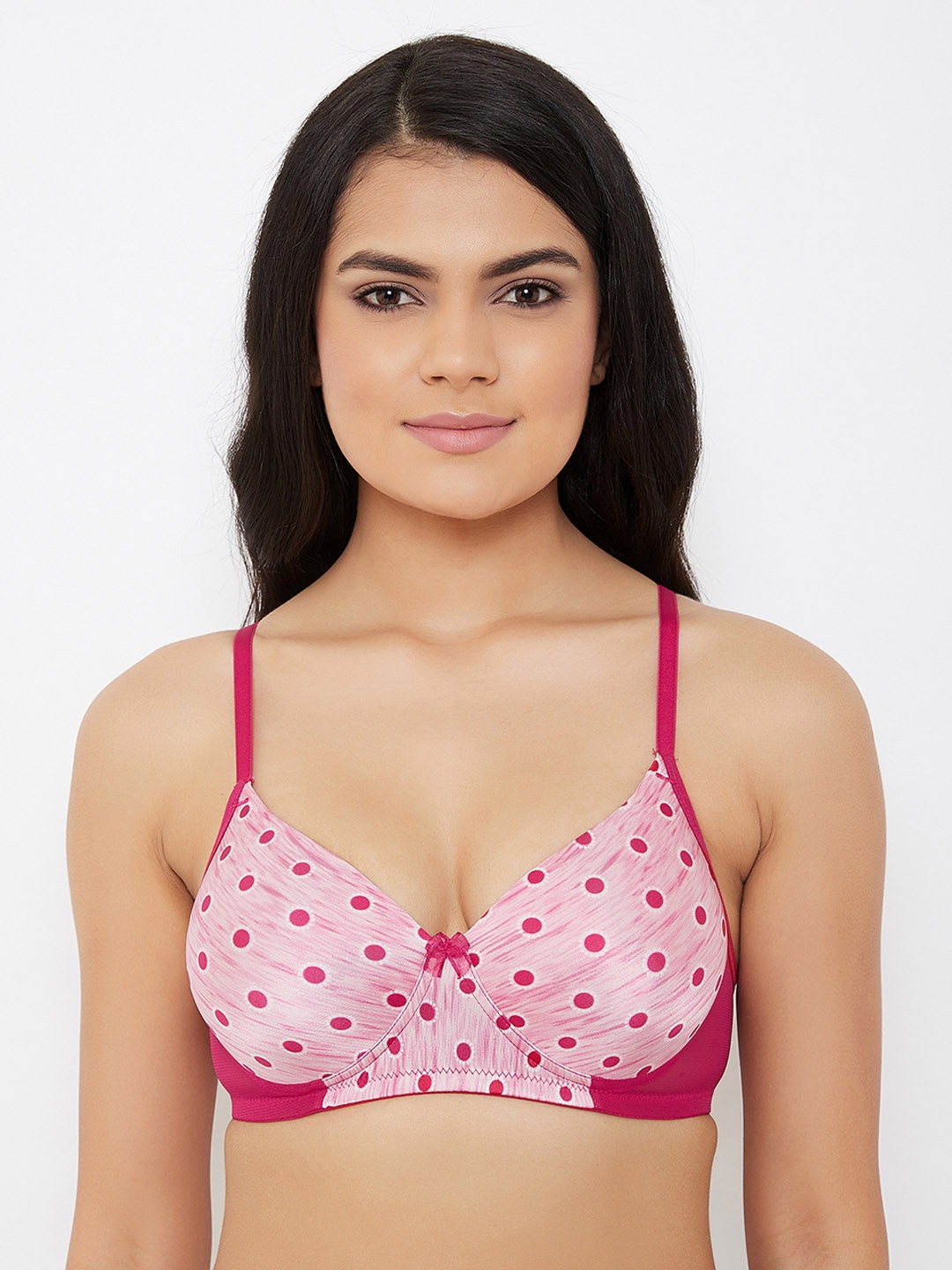 

Clovia Pink Printed Non-Wired Lightly Padded T-shirt Bra BR1737L14