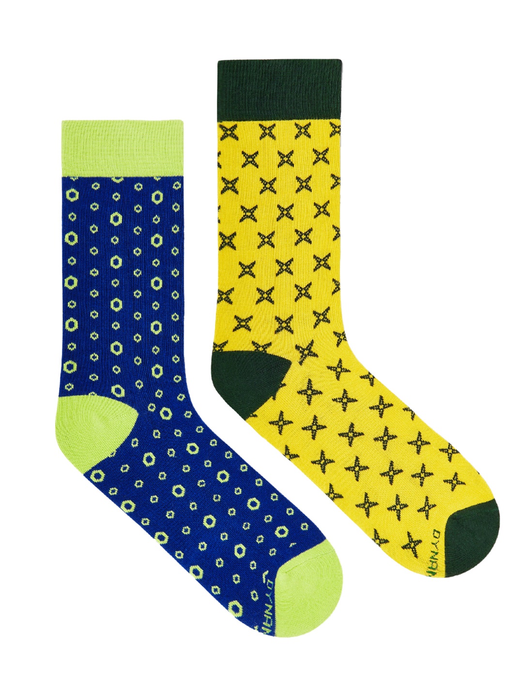 

Dynamocks Unisex Pack Of 2 Patterned Vibe & Pop Calf Length Socks, Yellow