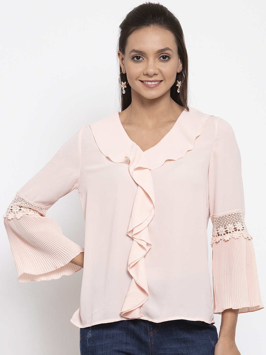 

Gipsy Women Pink Solid A-Line Top