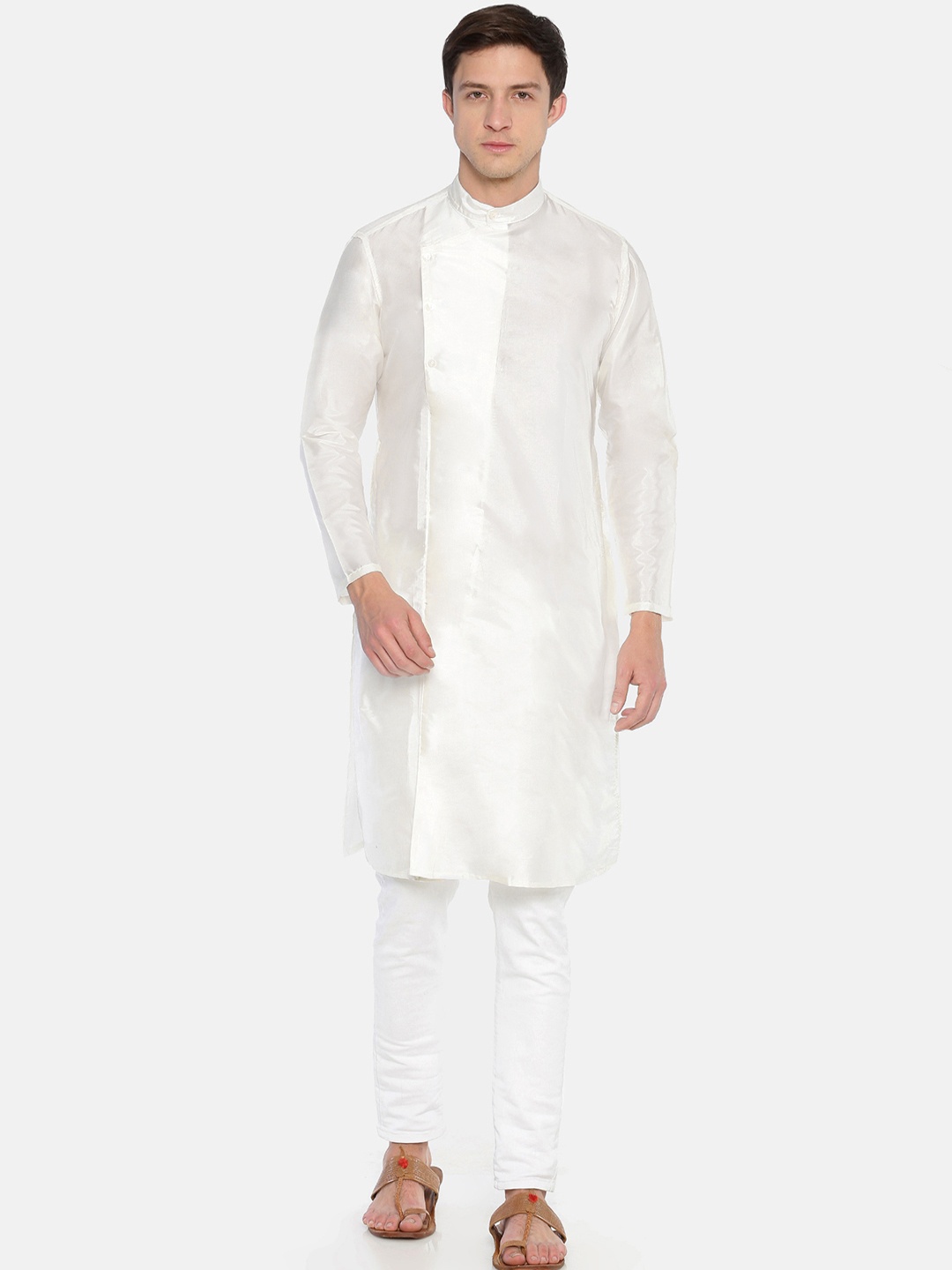 

Sethukrishna Men Cream-Coloured Solid Straight Kurta
