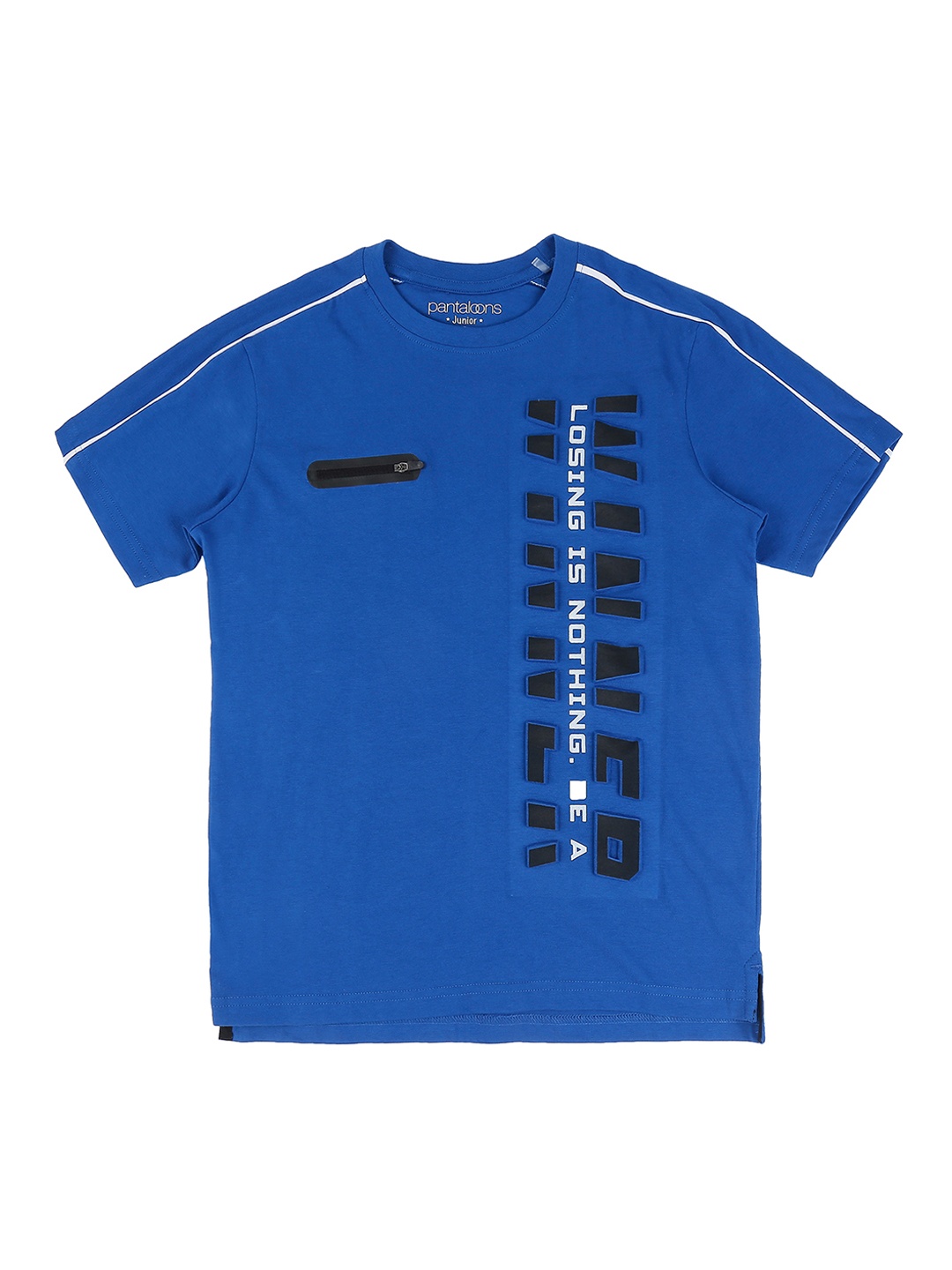 

Pantaloons Junior Boys Blue Printed Round Neck Pure Cotton T-shirt