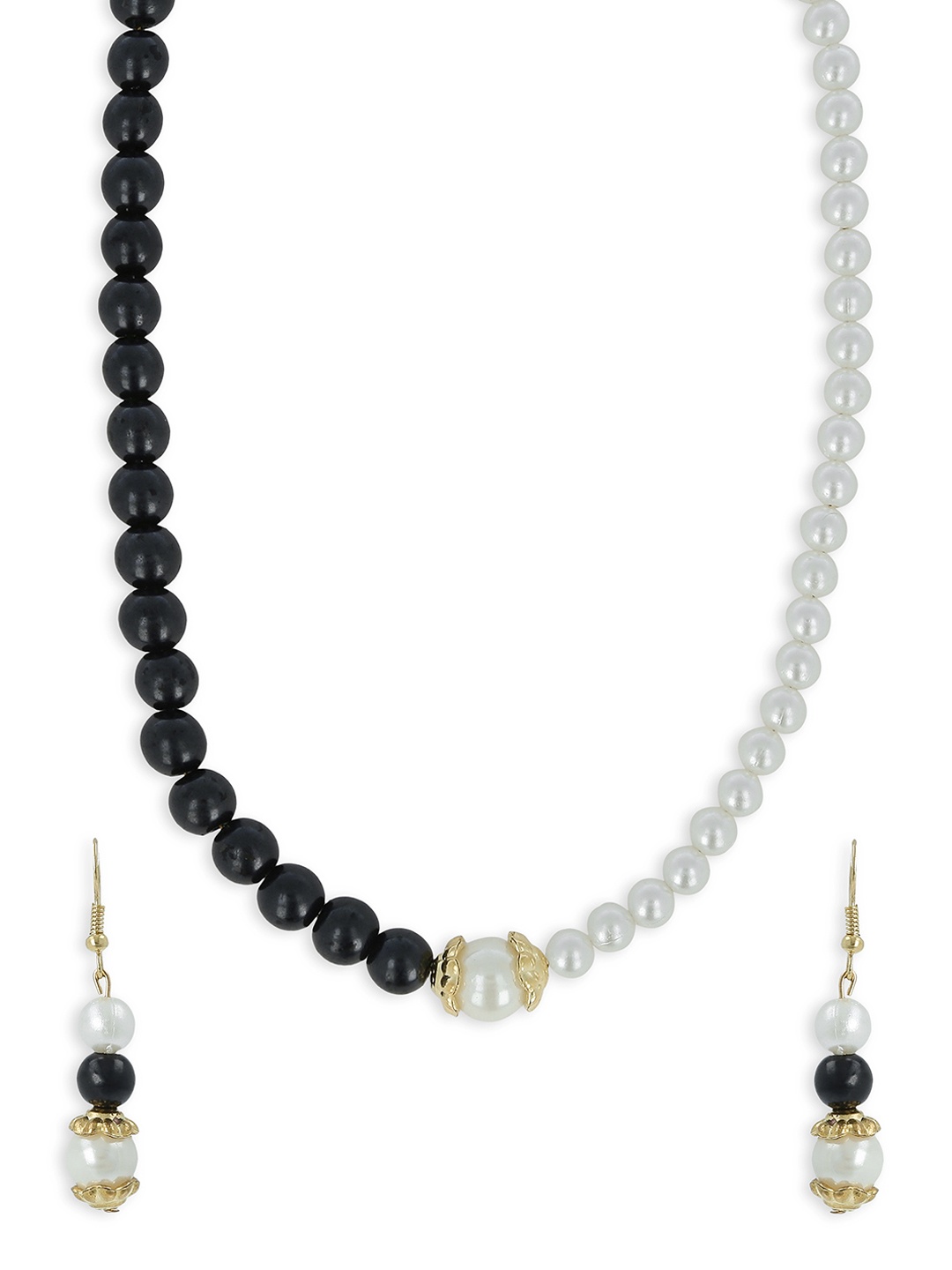 

AKSHARA Girls White & Black Beaded Handcrafted Jewellery Set