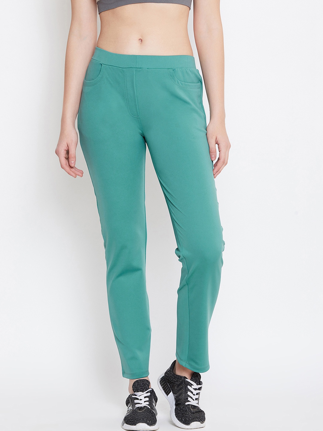

PERFKT-U Women Green Solid Straight-Fit Track Pants