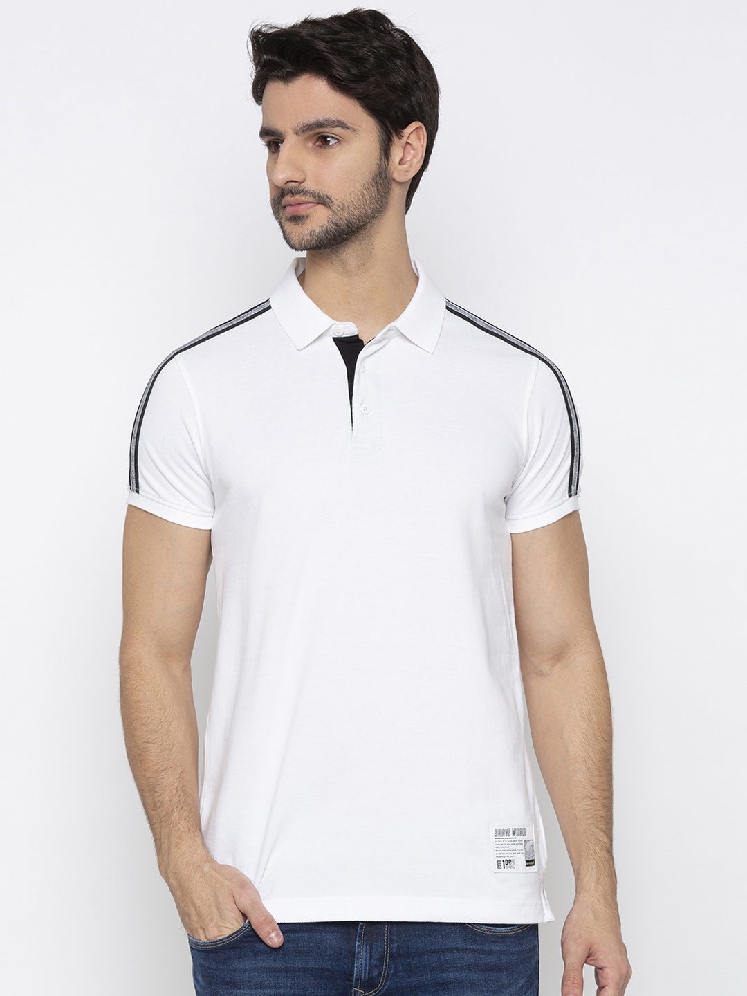 

SPYKAR Men White Solid Polo Collar T-shirt