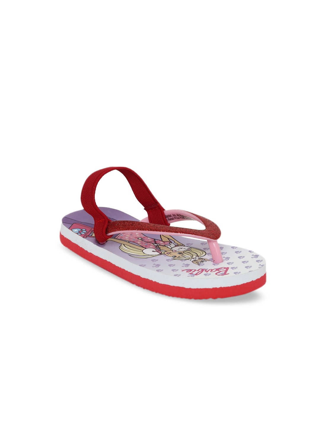 toothless Girls Red & Purple Printed Barbie Thong Flip-Flops