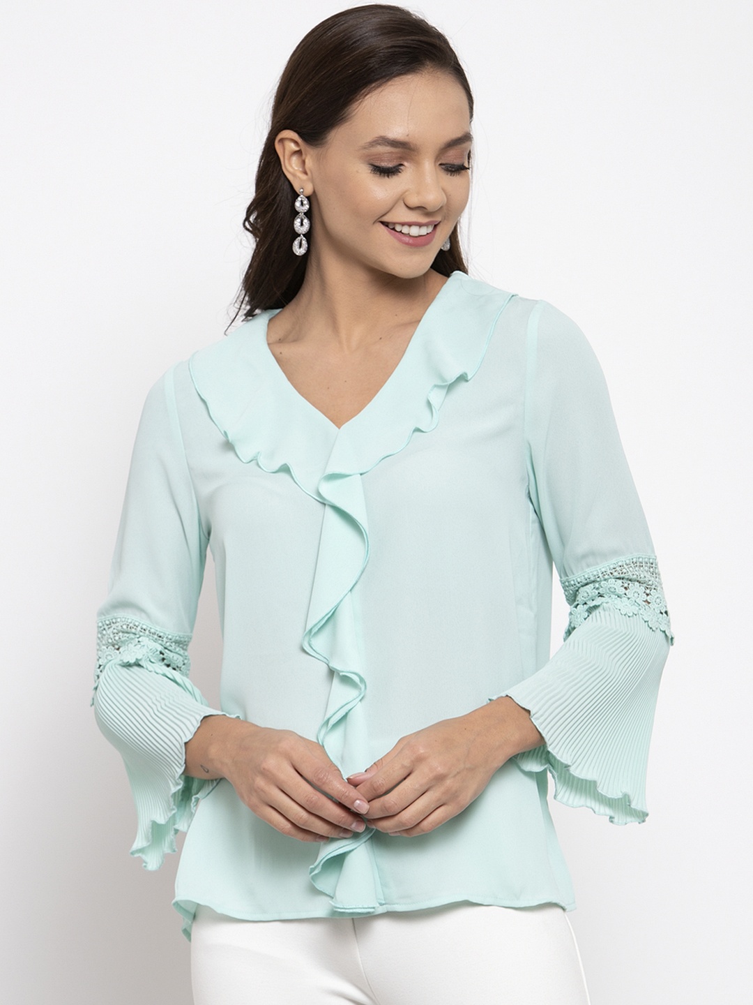 

Gipsy Women Sea Green Solid Top