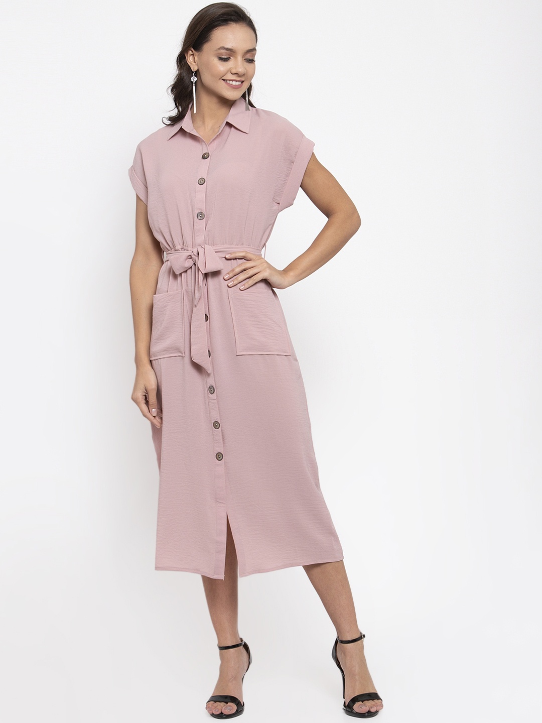 

Gipsy Women Pink Solid Shirt Dress