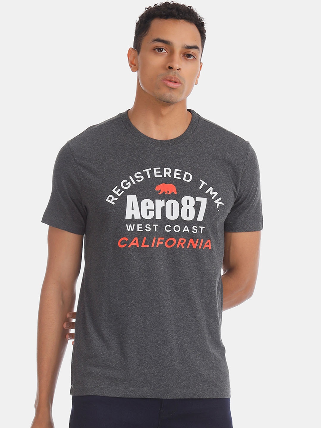 

Aeropostale Men Grey Printed Round Neck T-shirt