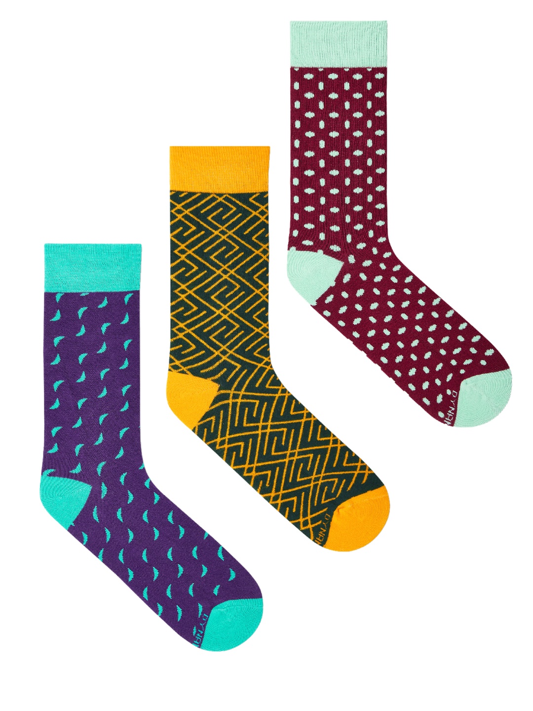 

Dynamocks Unisex Pack Of 3 Patterned CRUISE ACE ELITE Calf-Length Socks, Burgundy