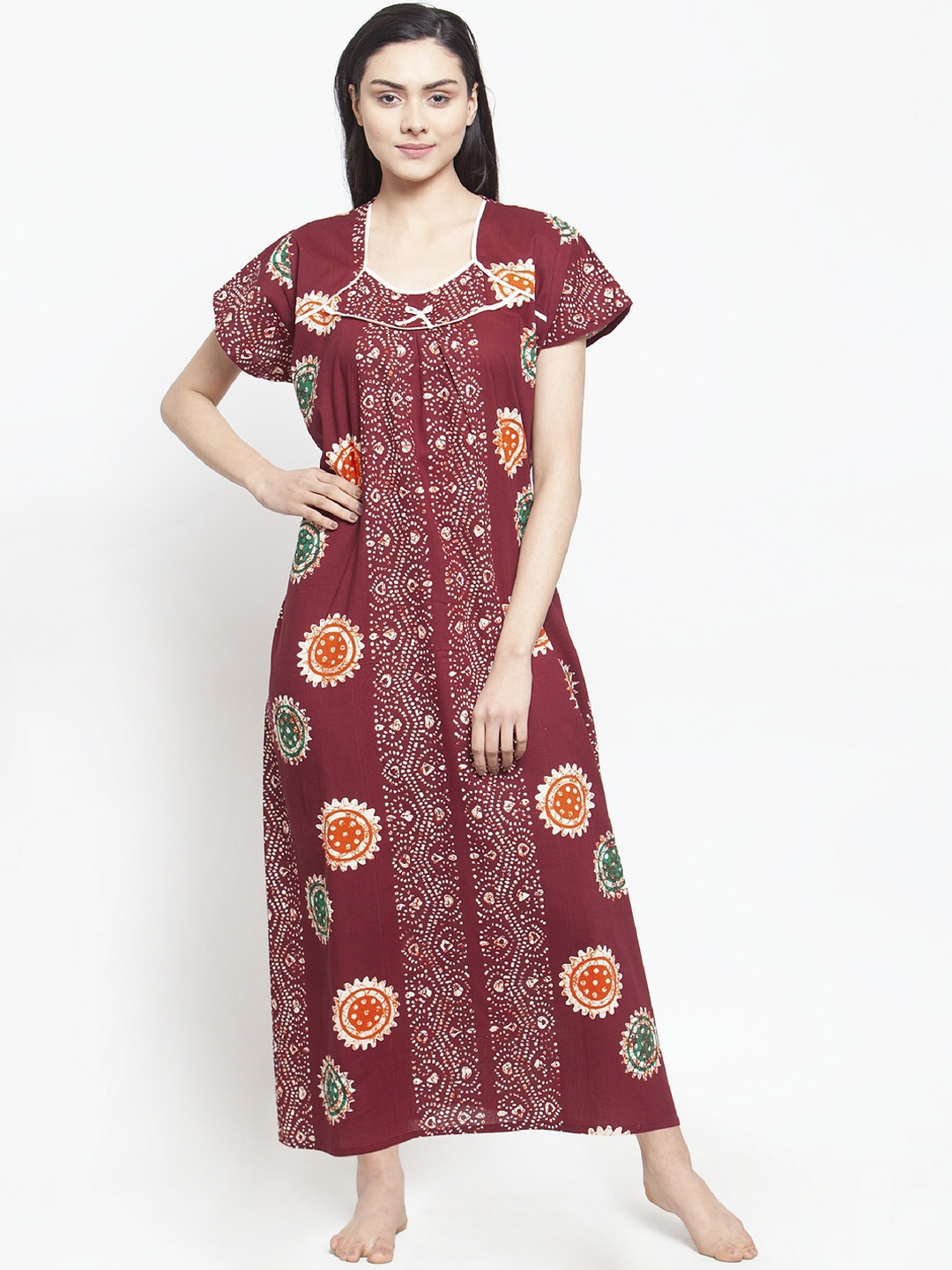 

Secret Wish Women Maroon Printed Nightdress