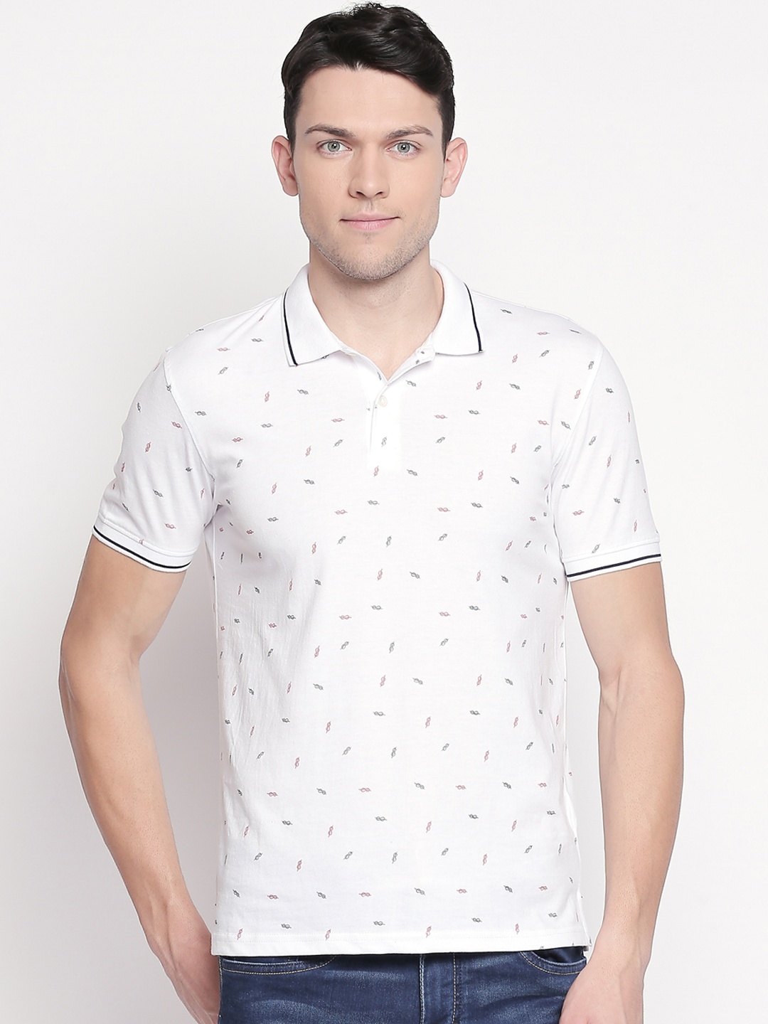 

BYFORD by Pantaloons Men White Printed Polo Collar T-shirt