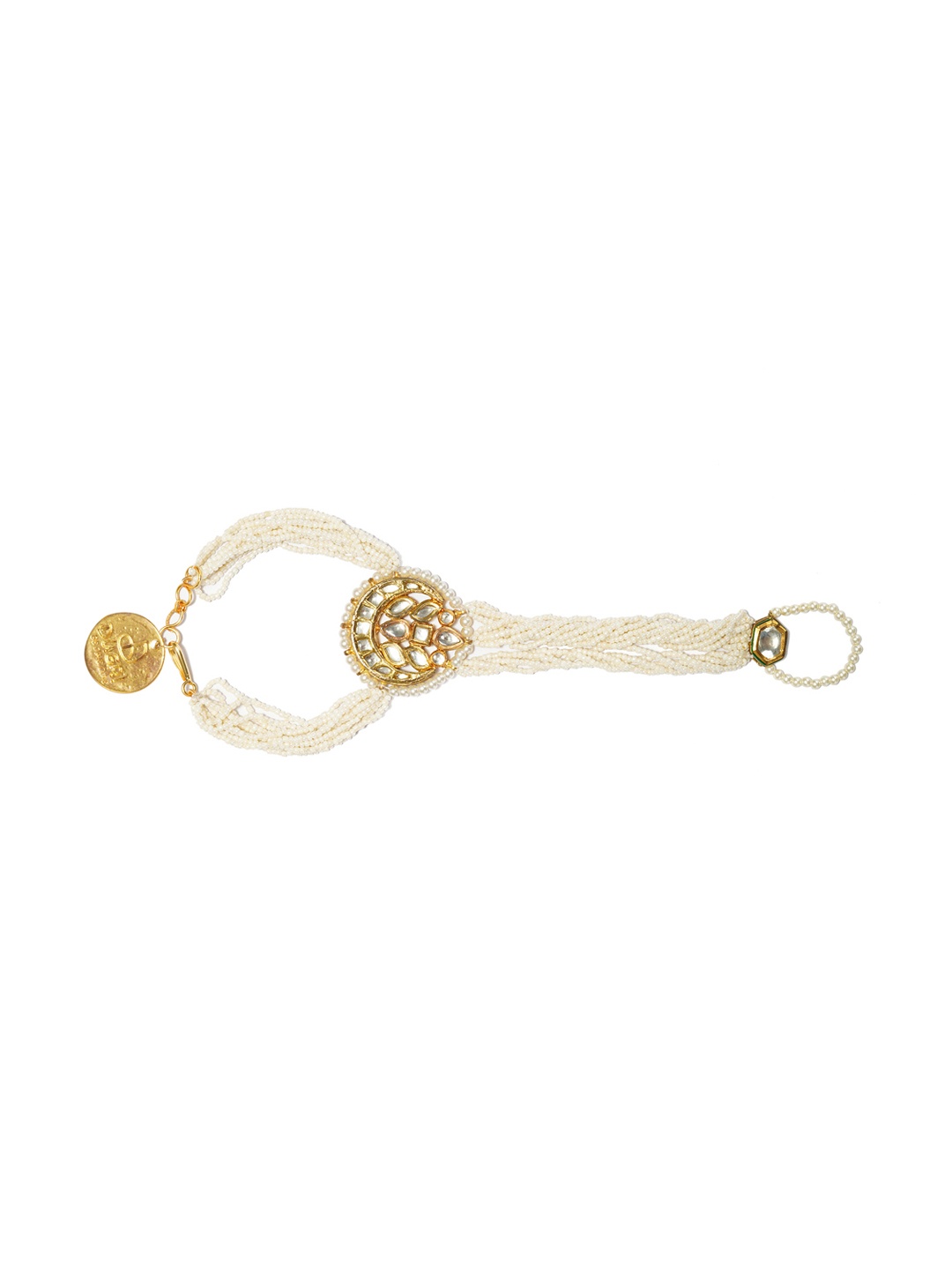 

DUGRISTYLE Gold-Plated Kundan-Studded Silver Bracelet