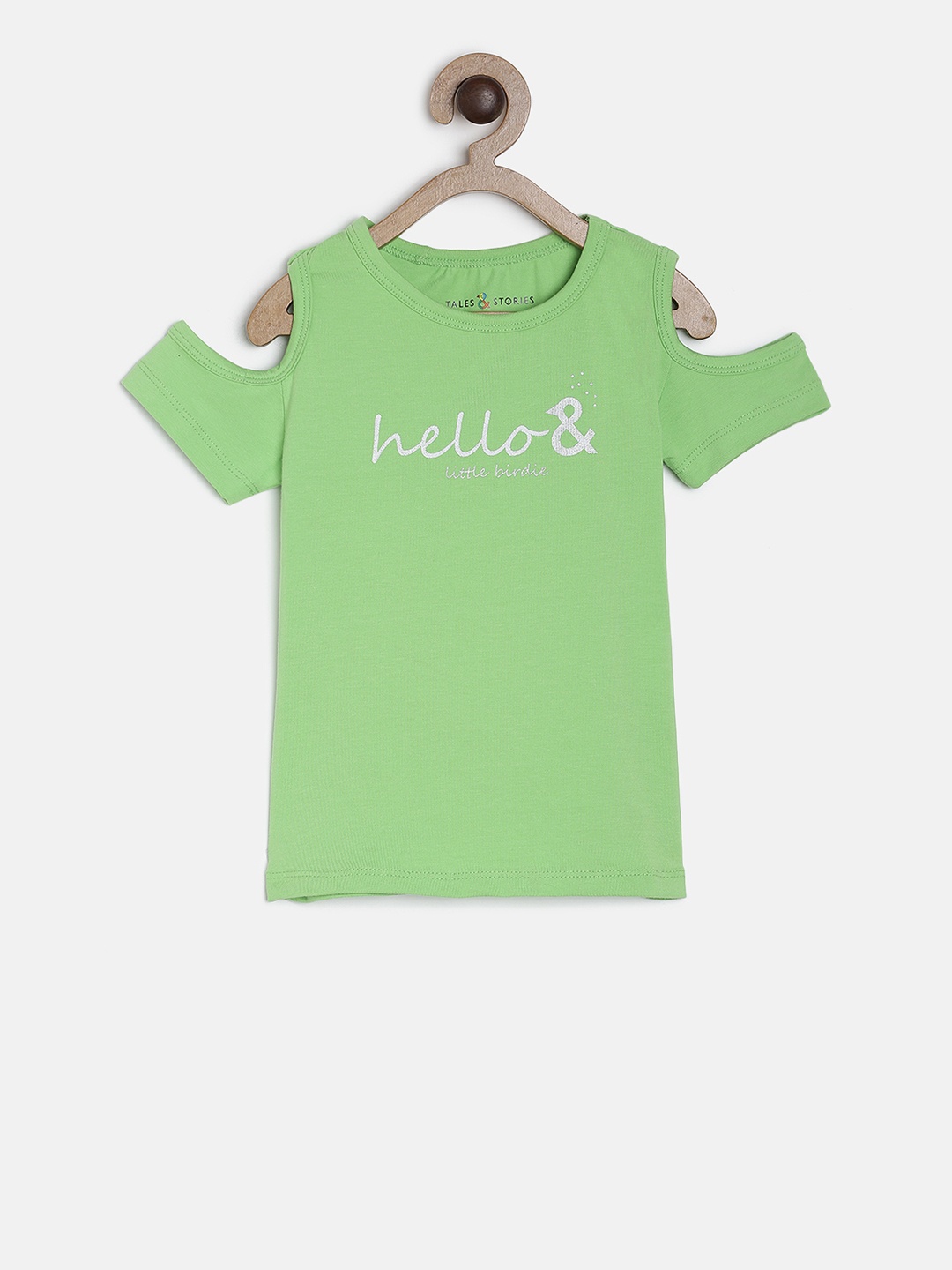 

TALES & STORIES Girls Green Printed Round Neck T-shirt