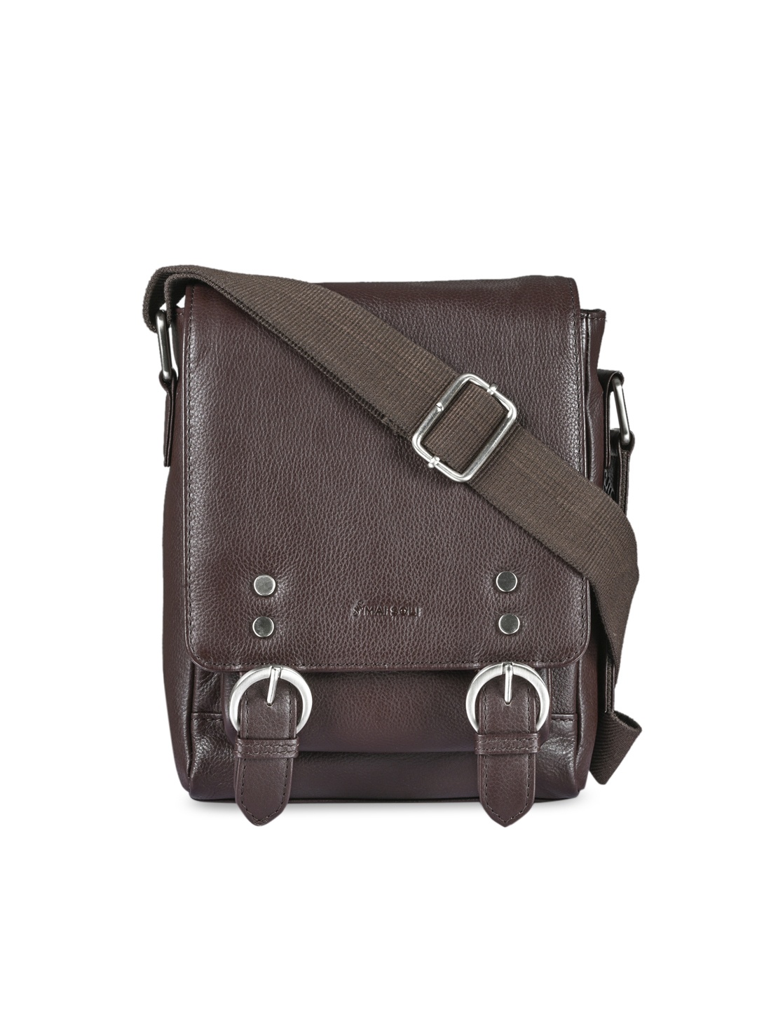 

MAI SOLI Men Brown Solid Leather Messenger Bag