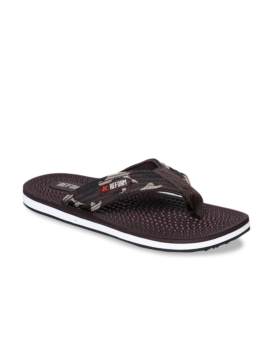 

REFOAM Men Brown Printed Flip Flops
