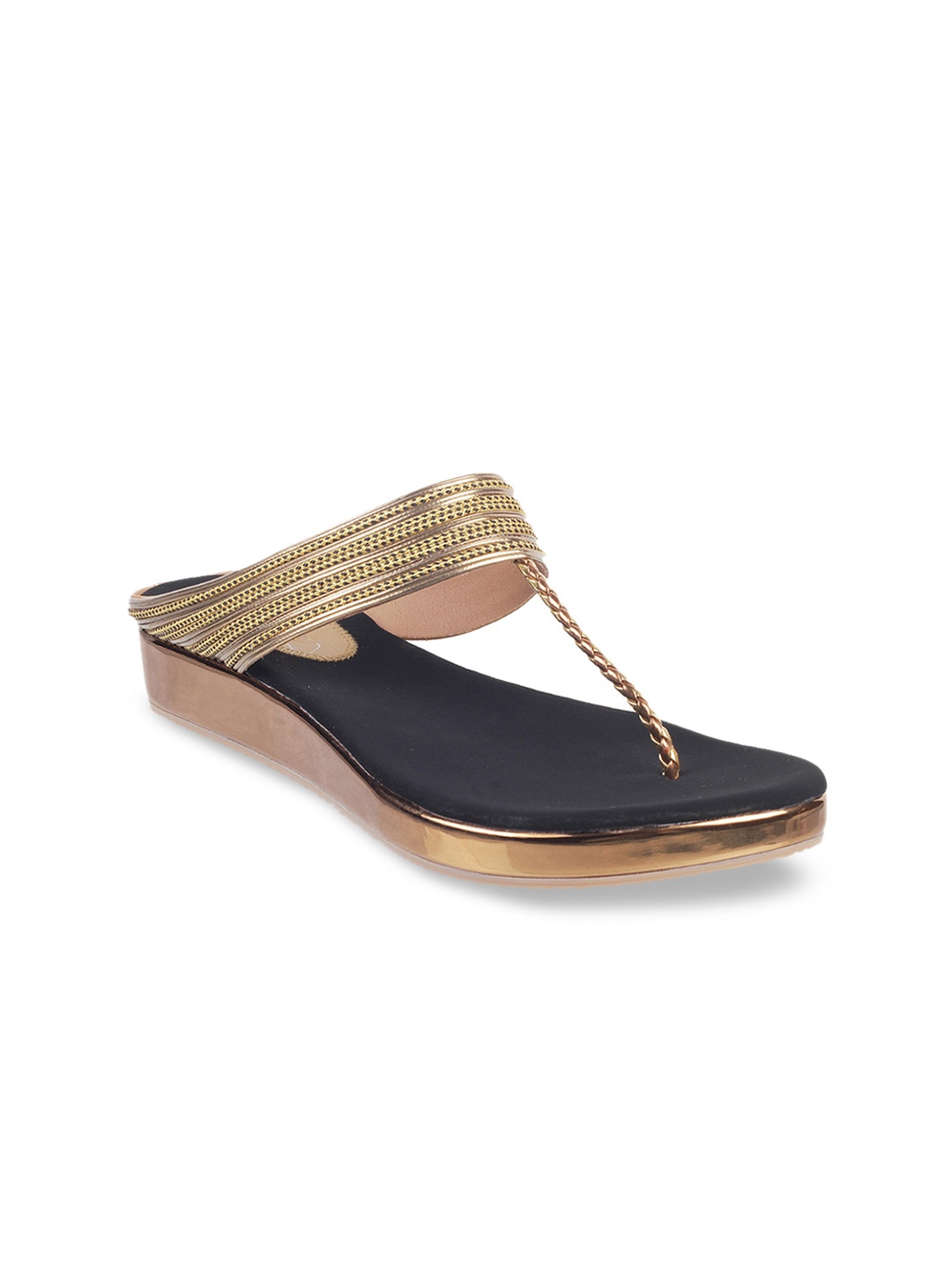 

WALKWAY by Metro Women Gold-Toned Textured Comfort Heel