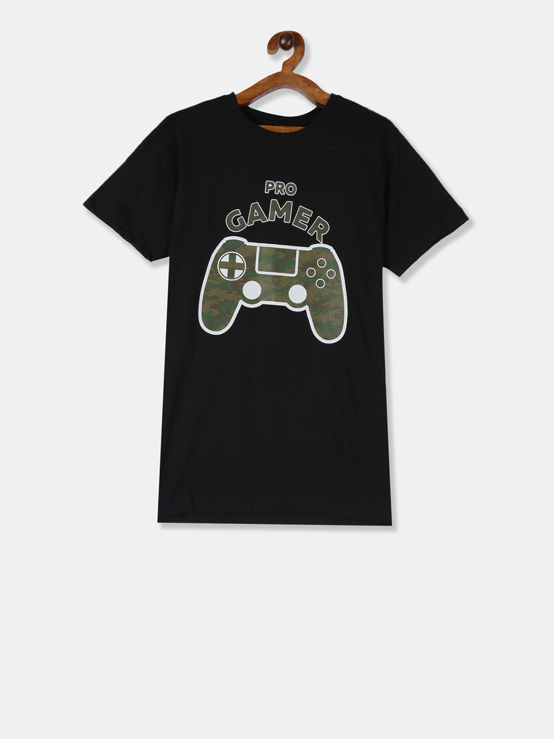 

Flying Machine Boys Black Printed Round Neck T-shirt