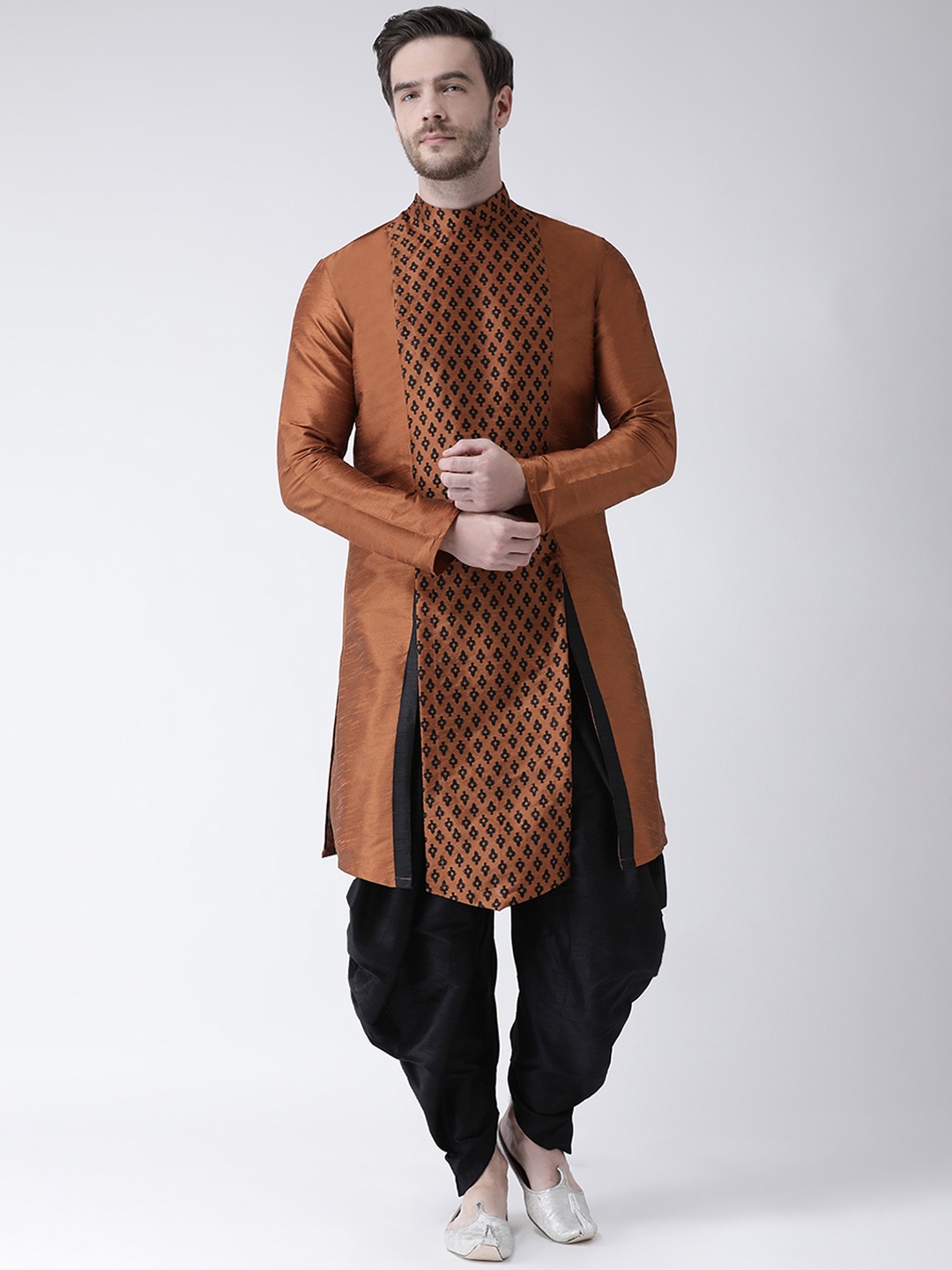 

DEYANN Men Copper-Coloured & Black Printed Kurta with Patiala