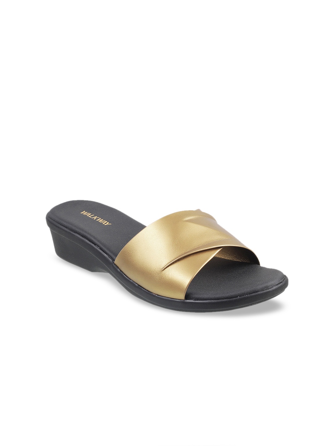 

WALKWAY by Metro Women Gold-Toned Solid Comfort Heels