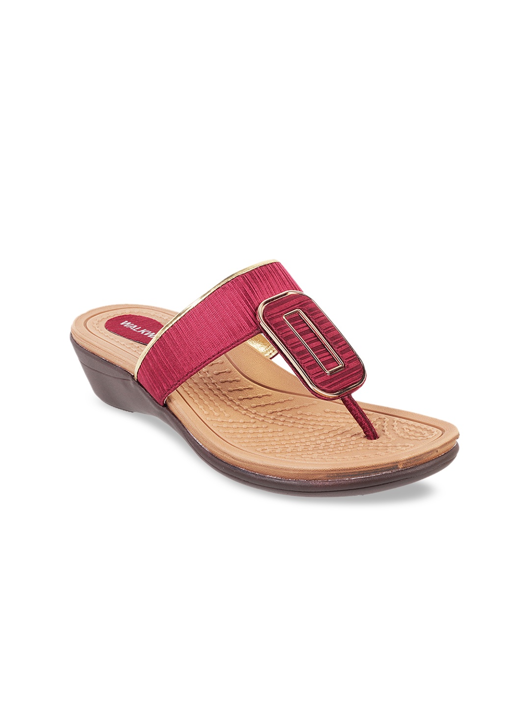 

WALKWAY by Metro Women Maroon Solid Sandals