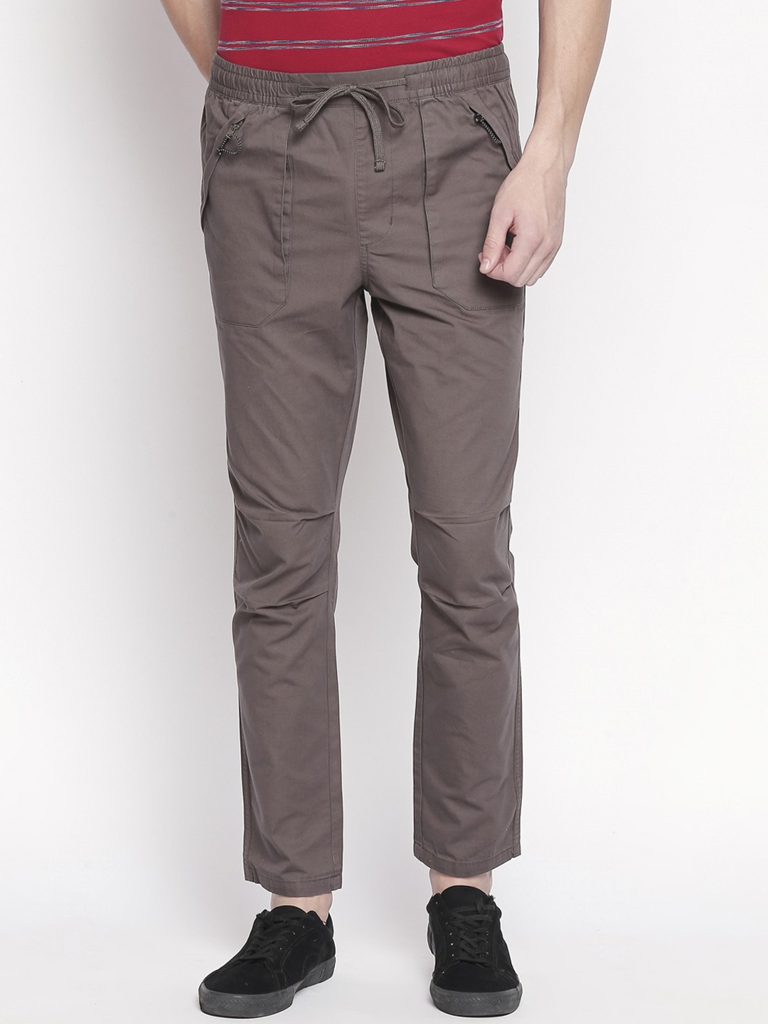 

Urban Ranger by pantaloons Men Brown Slim Fit Solid Regular Trousers