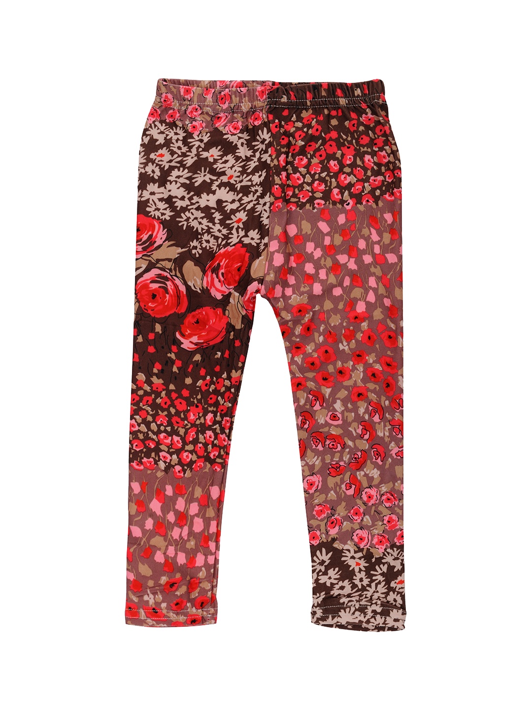

TINY HUG Girls Brown & Red Printed Tights