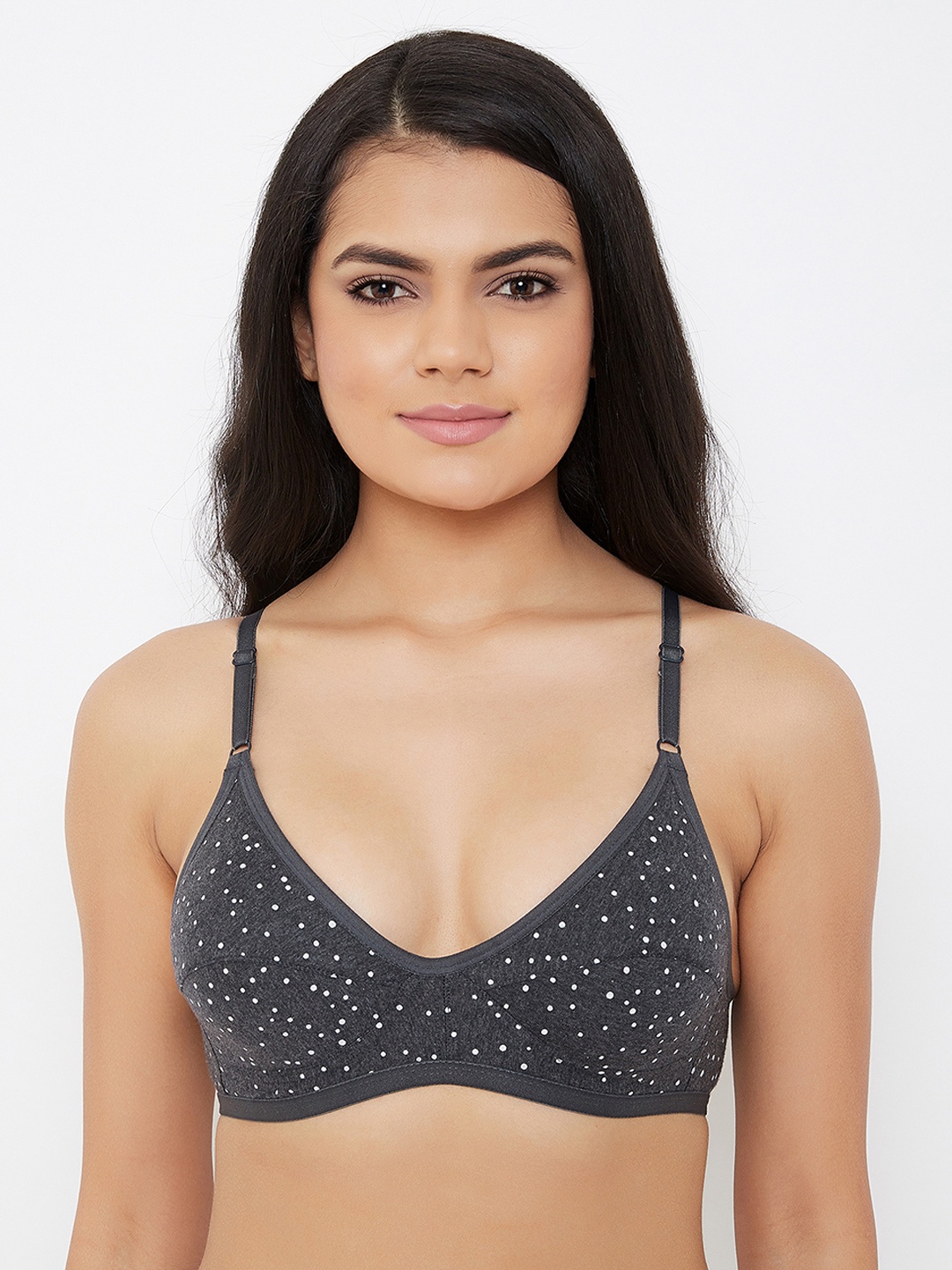 

Clovia Grey & White Printed Non-Wired Non Padded Everyday Bra BR0227K0532B