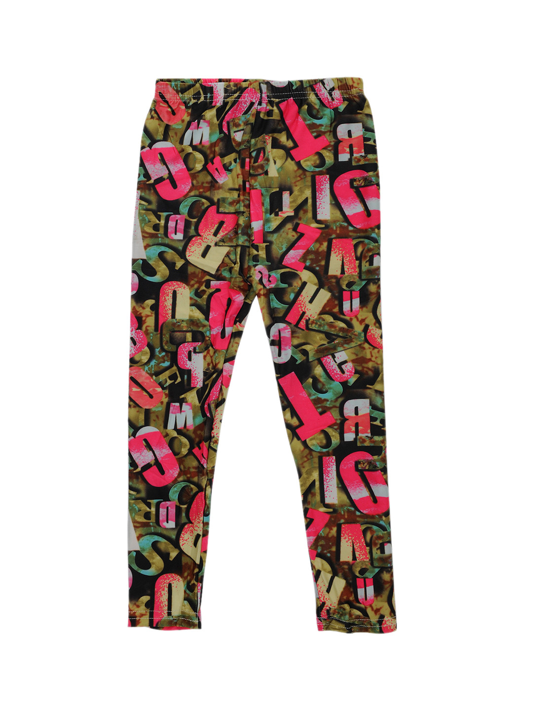 

TINY HUG Girls Olive Green & Fuchsia Pink Printed Tights
