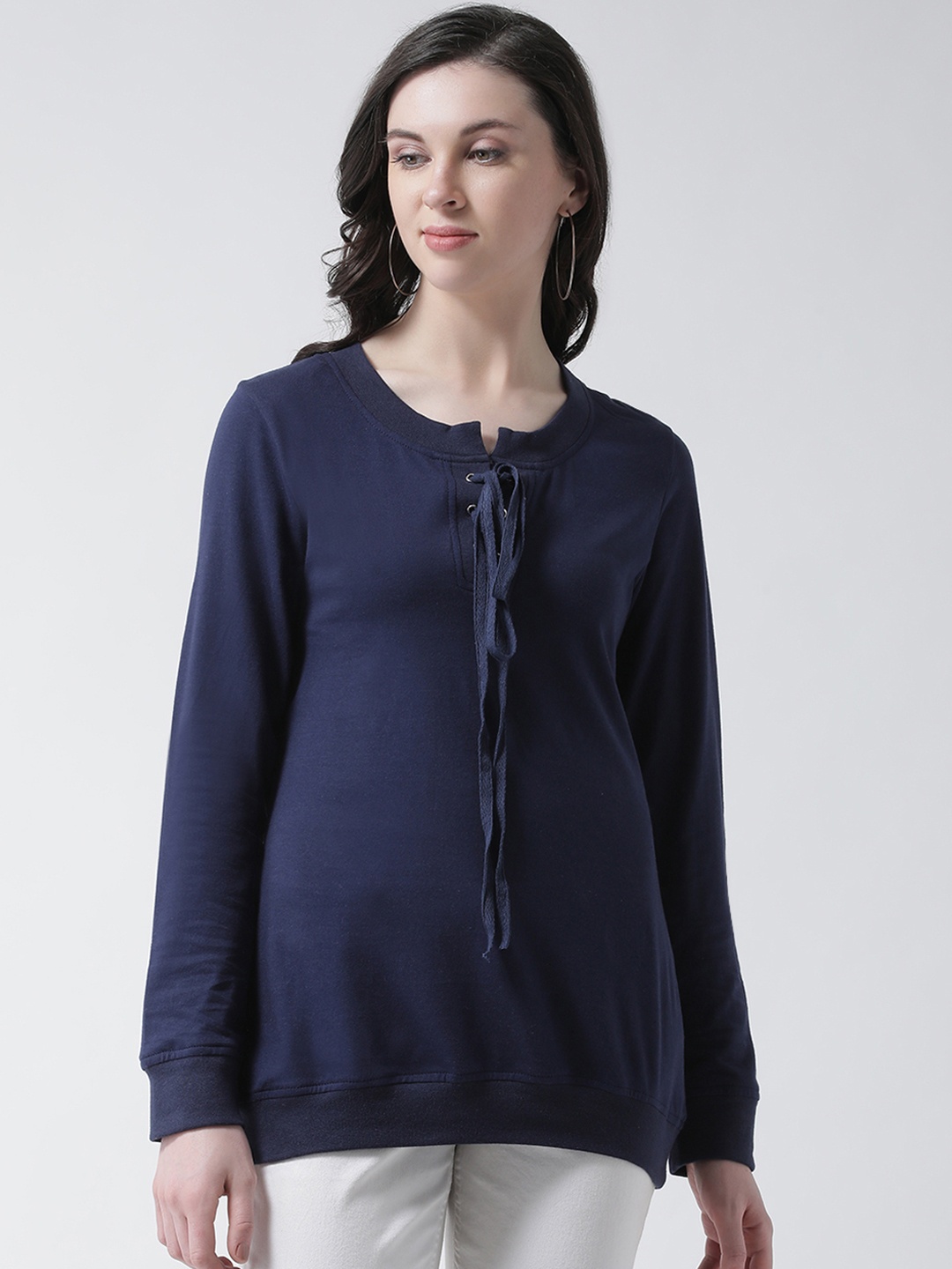 

Aayna Women Blue Solid Pure Cotton Top