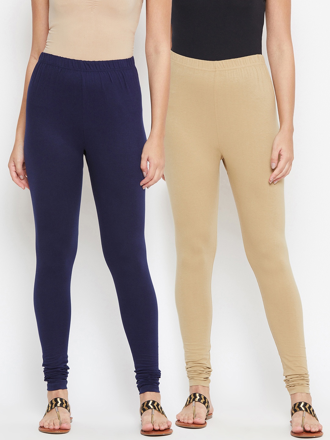

Bitterlime Women Pack Of 2 Churidar-Length Leggings, Navy blue