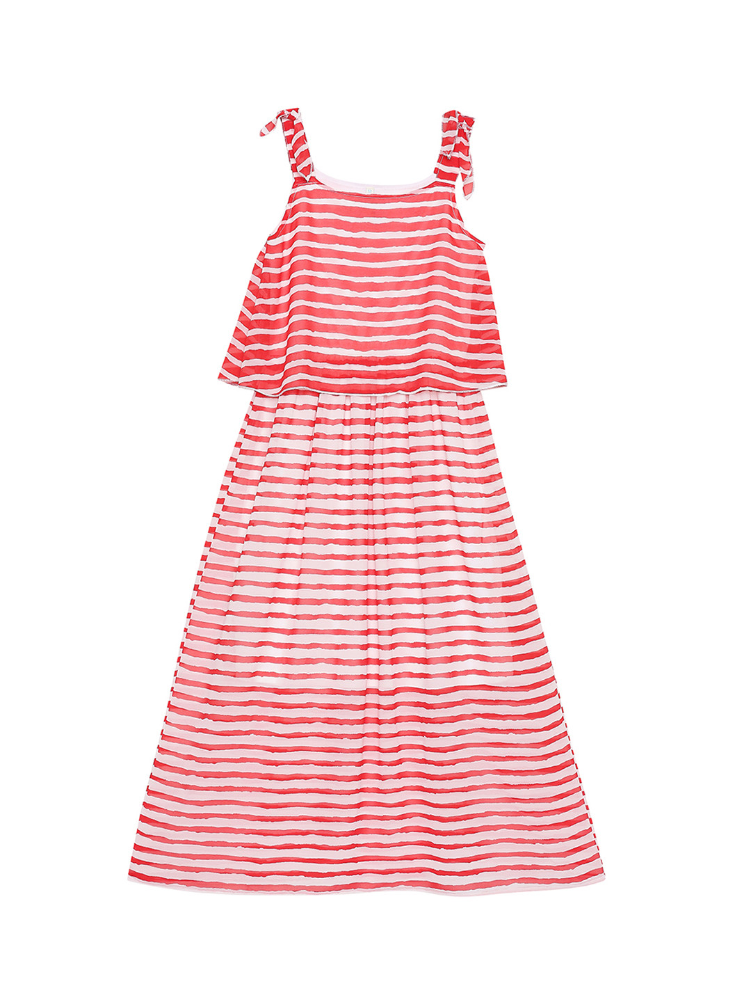 

Pantaloons Junior Girls Red Striped A-Line Dress