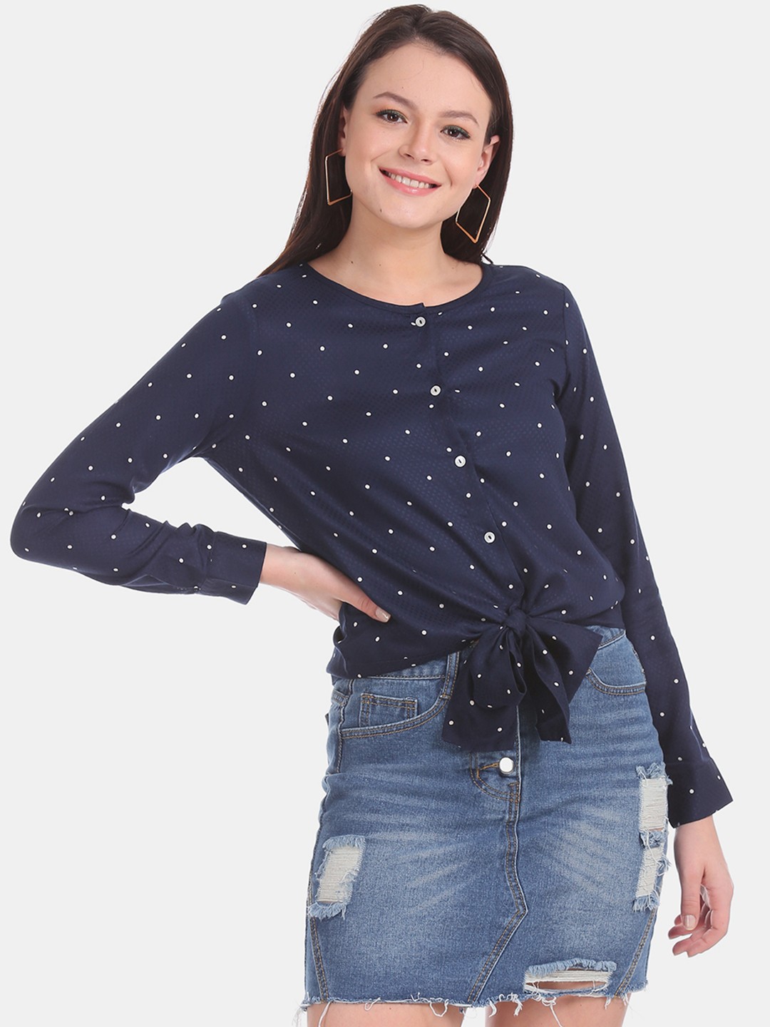 

Cherokee Women Blue Printed Top