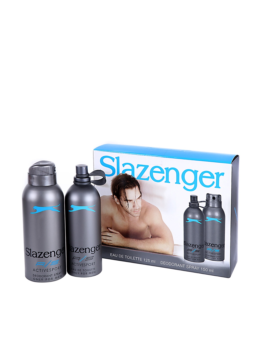 

Slazenger Men Pack of 2 Perfume & Body Deodorant Gift Set 275 ml, Grey