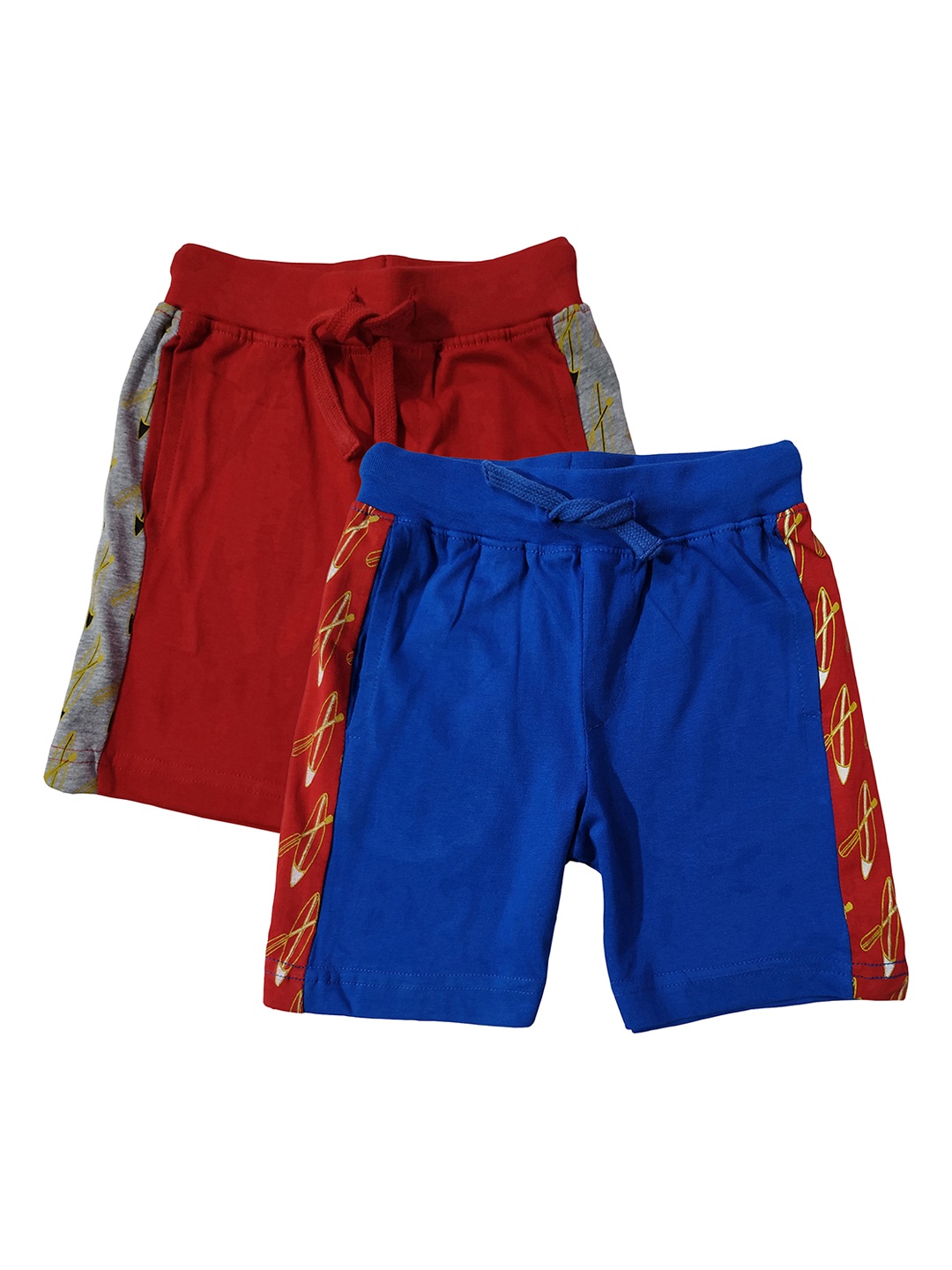 

KiddoPanti Boys Pack of 2 Solid Regular Fit Side Panelled Shorts, Red