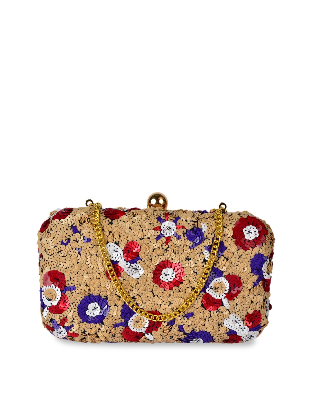REZZY Beige Embroidered Clutch