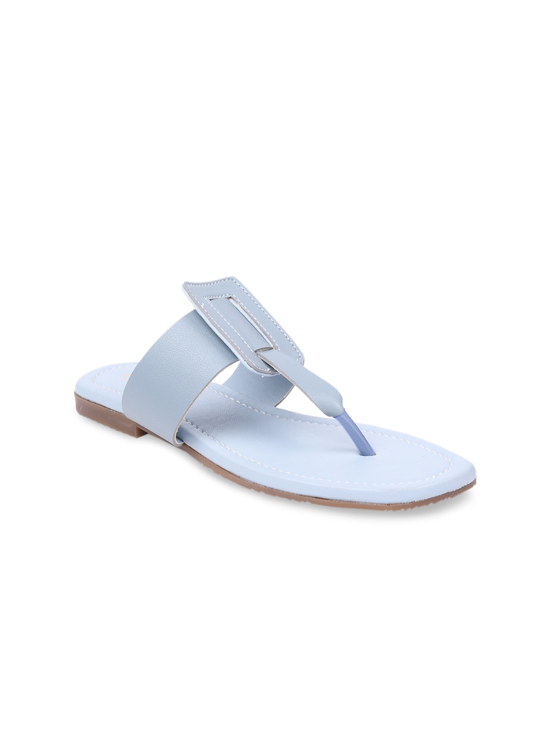 

GNIST Women Grey Solid T-Strap Flats