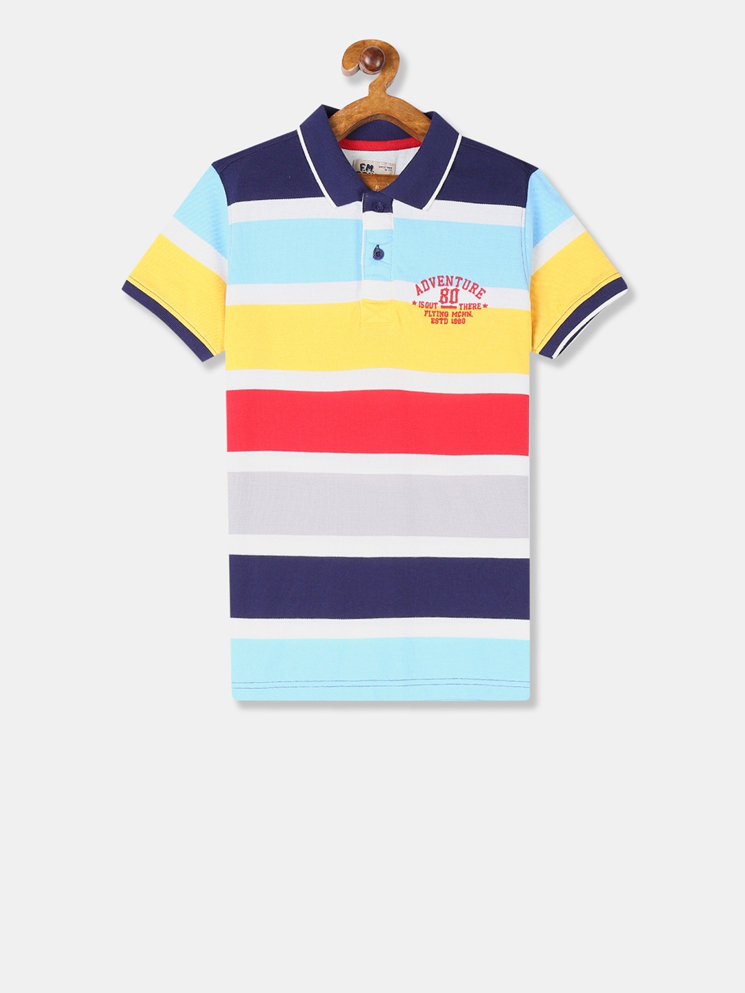 

Flying Machine Boys Yellow Striped Polo Collar T-shirt