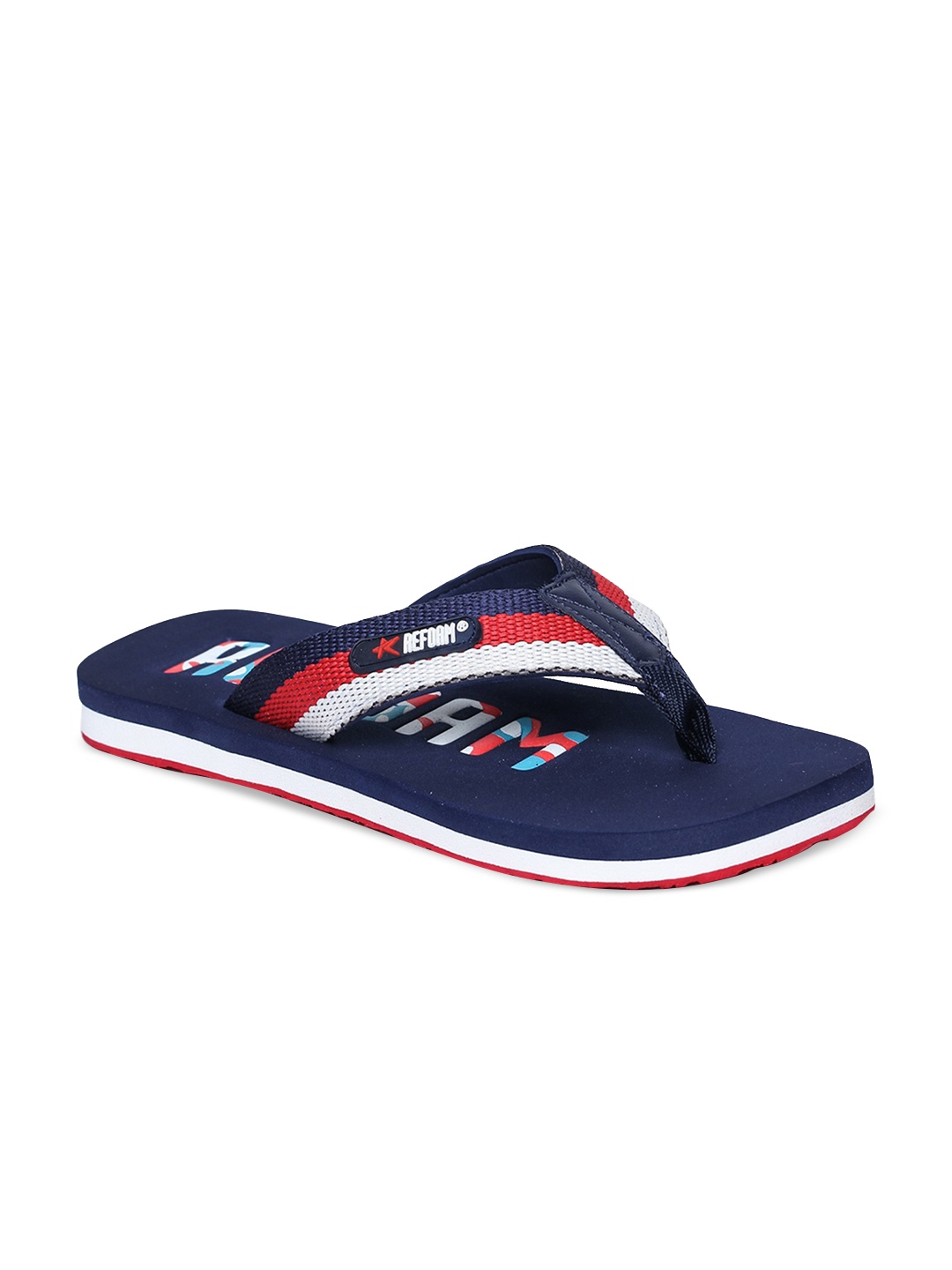 

REFOAM Men Navy Blue & Red Striped Flip Flops