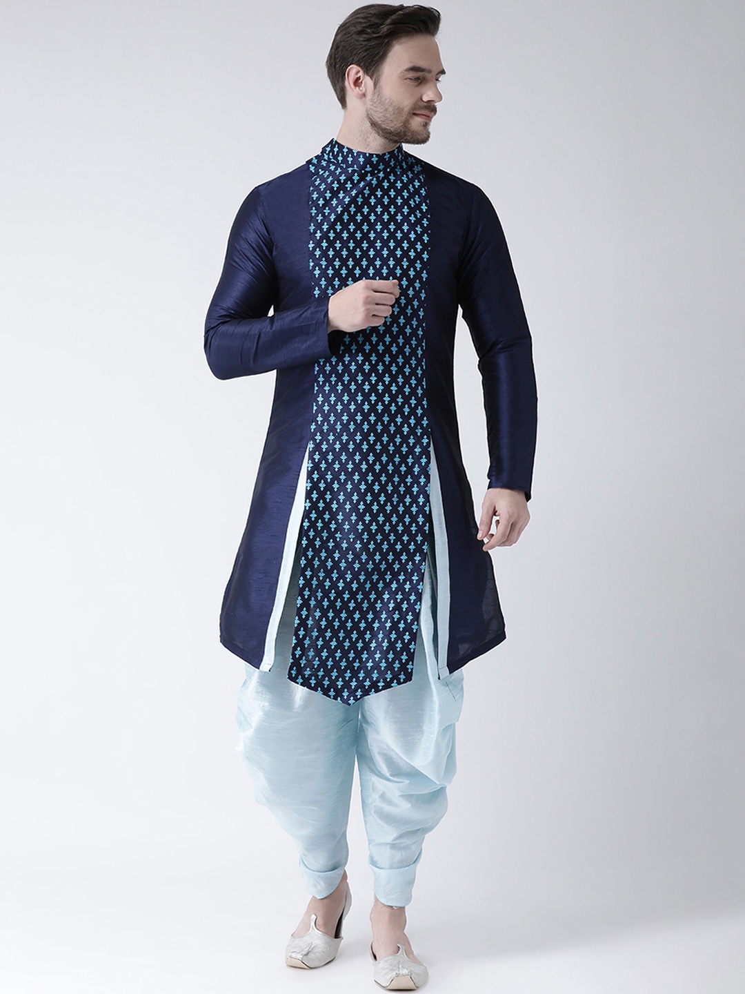 

DEYANN Men Blue Printed Kurta with Patiala