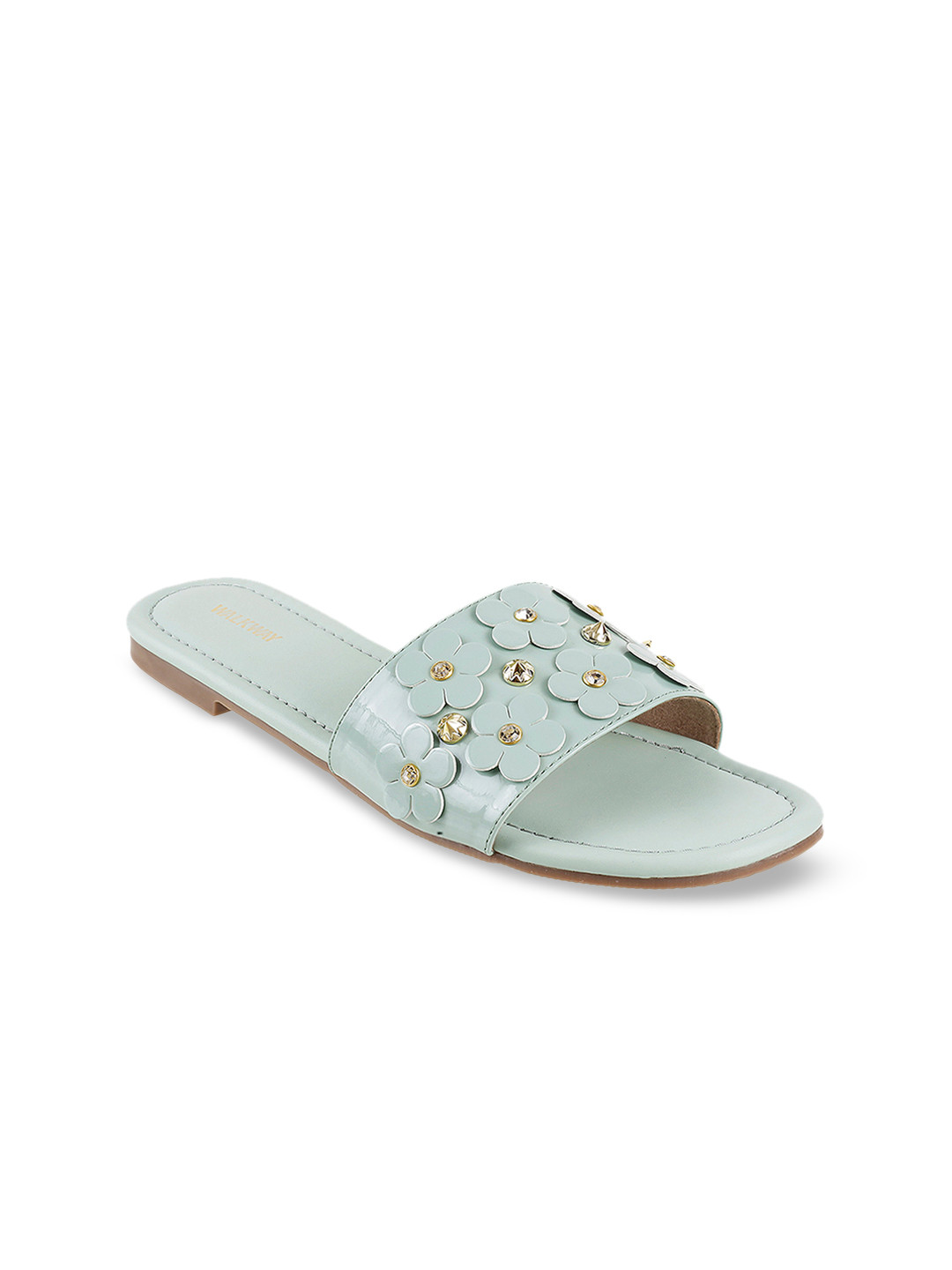 

WALKWAY by Metro Women Green Embellished Open Toe Flats