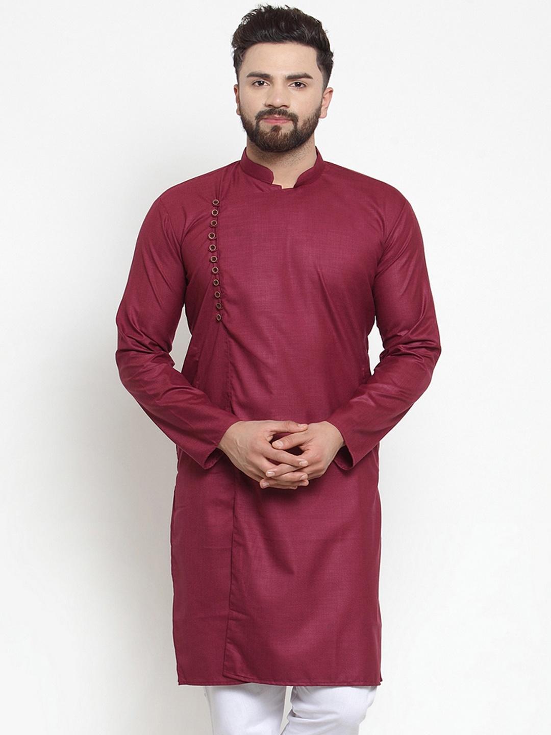 

Jompers Men Maroon Solid Straight Kurta