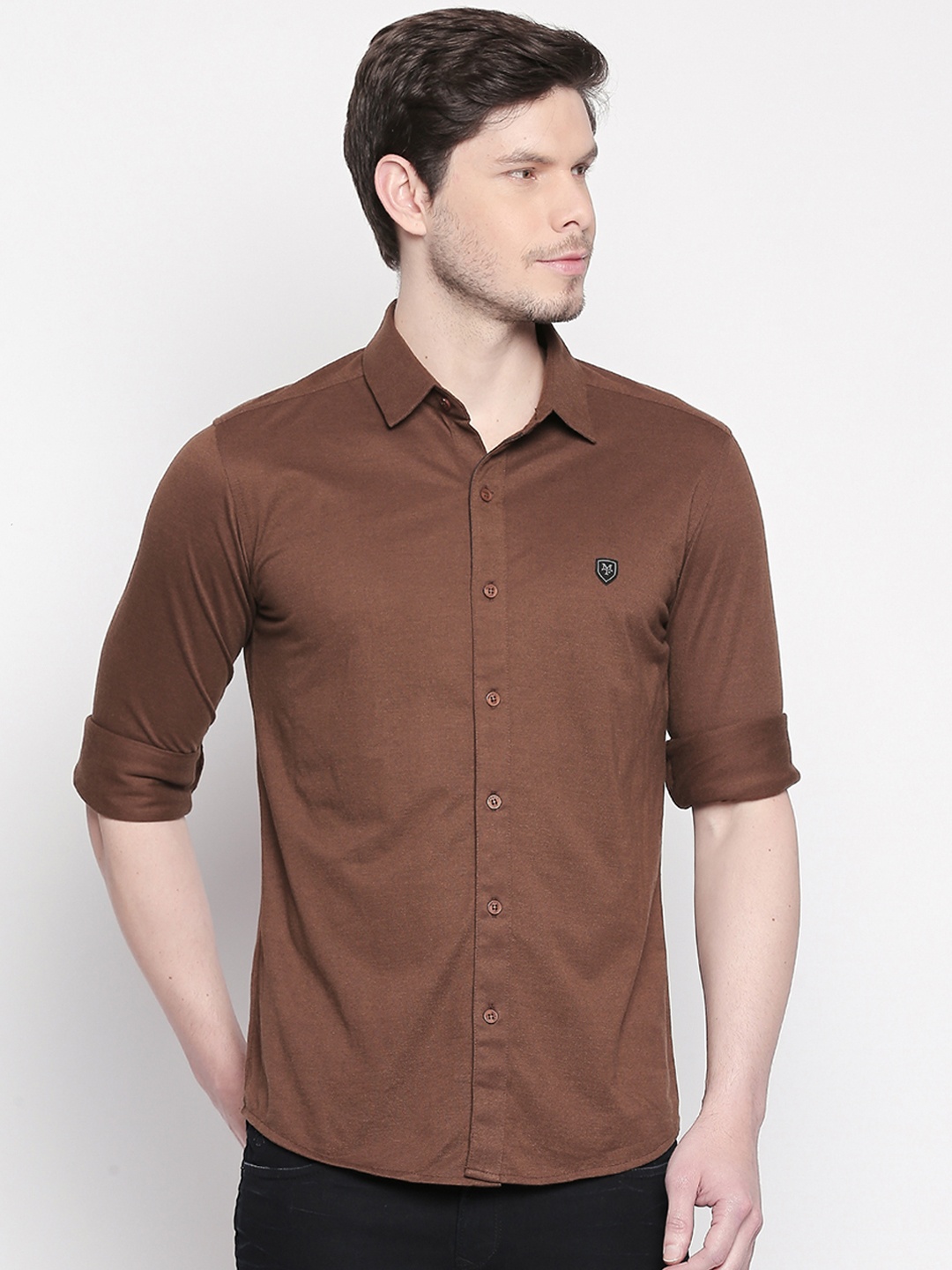 

Mufti Men Brown Slim Fit Solid Casual Shirt