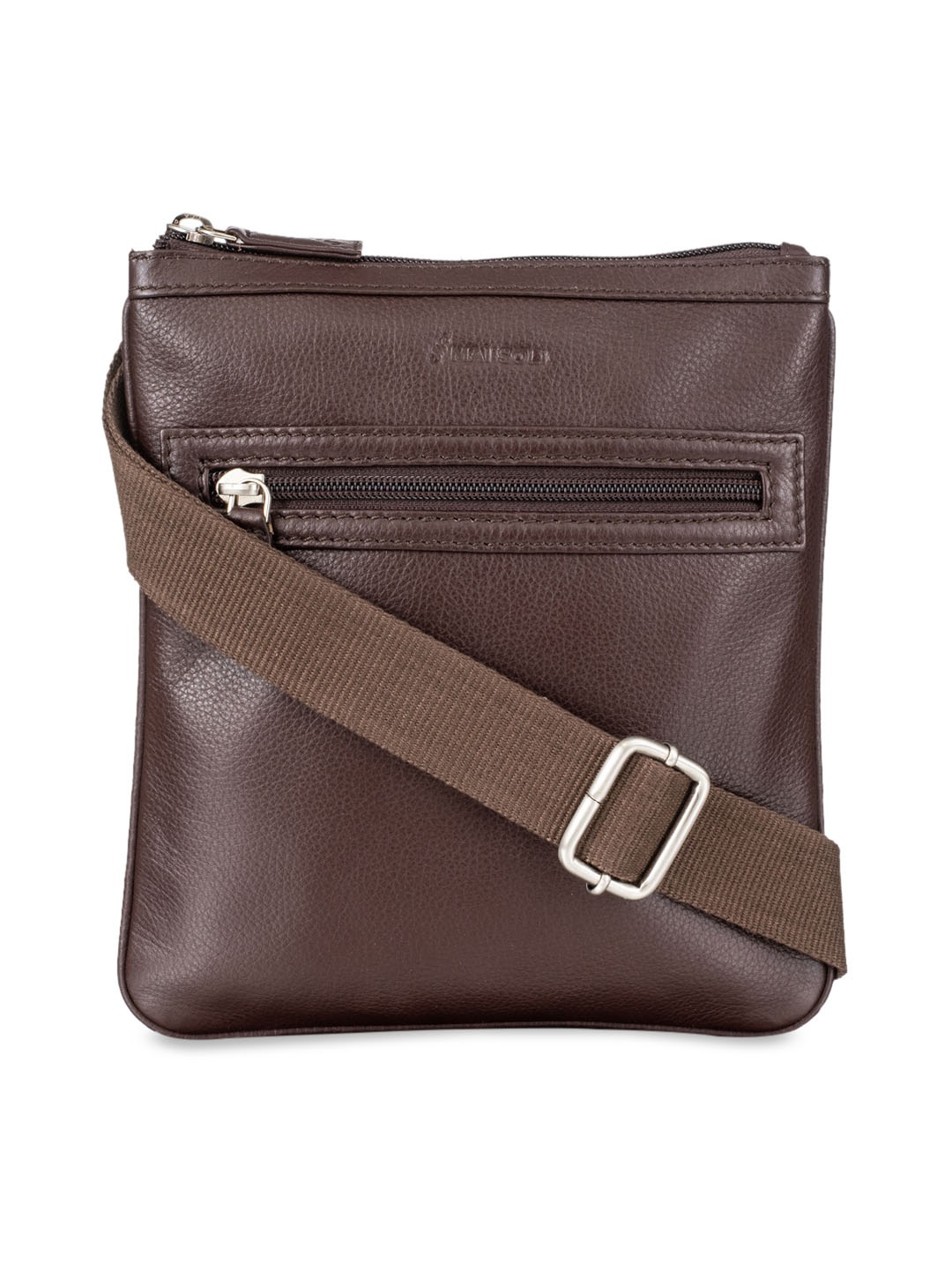 MAI SOLI Men Coffee Brown Solid Leather Messenger Bag