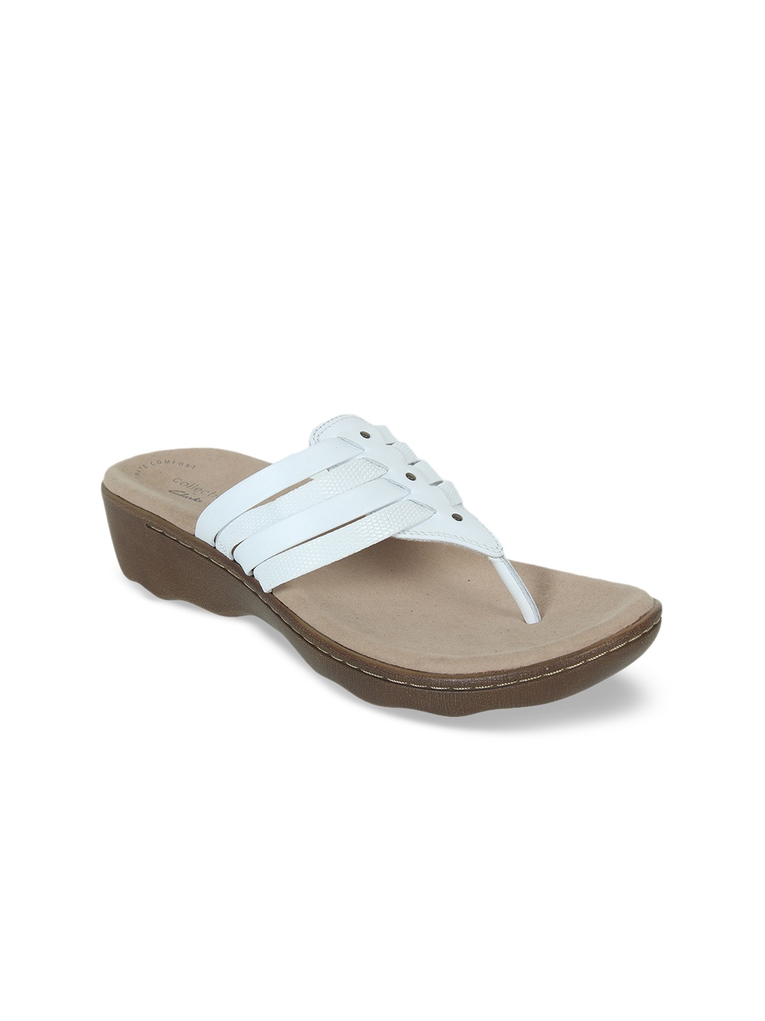 

Clarks Women White Solid Leather Sandals