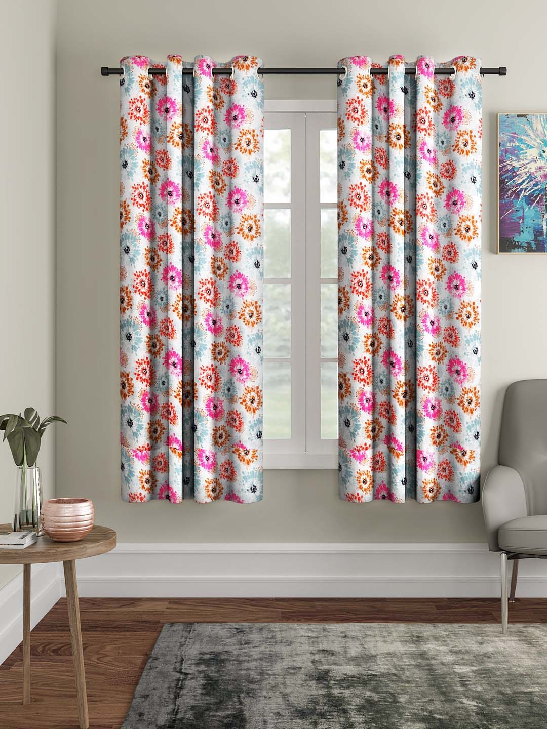 

Cortina Orange & Blue Set of 2 Window Curtains