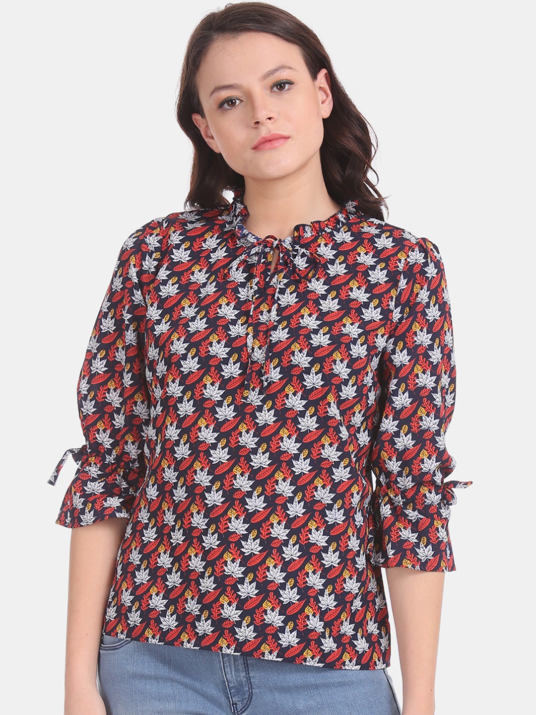 

Cherokee Women Blue Printed Top