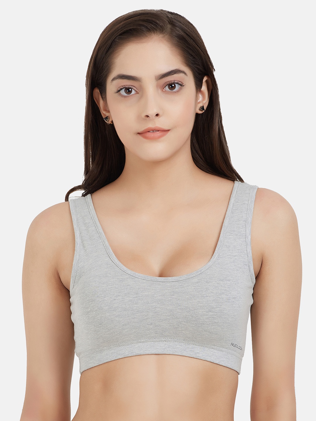 

Fruit of the loom Grey Melange Solid Non-Wired Non Padded Sports Bra FSTS01-N-A1S3