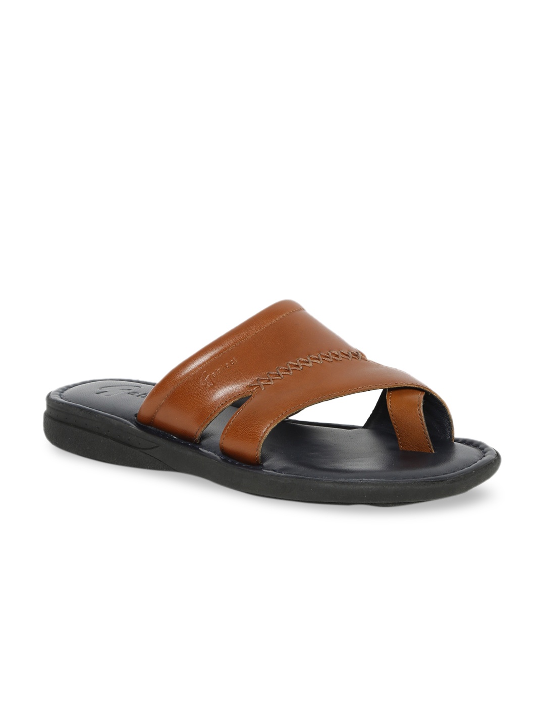 

GABICCI Men Tan Brown Leather Comfort Sandals