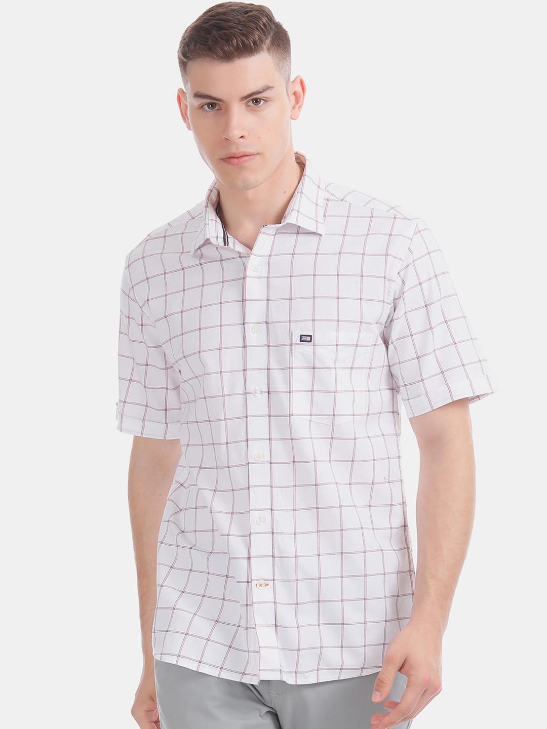 

Arrow Sport Men White & Red Regular Fit Checked Casual Shirt